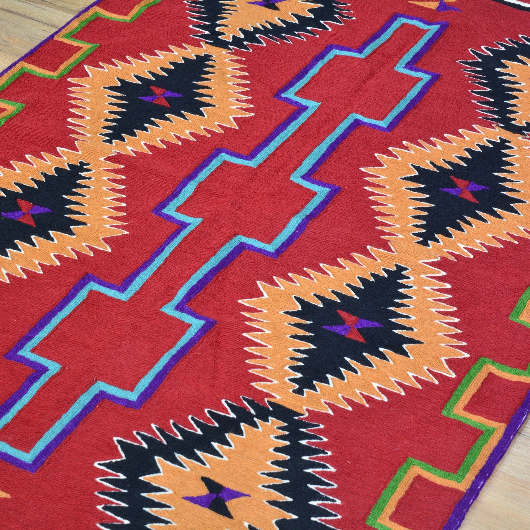 Hand-Woven Kashmiri Chain-Stitched Handmade Wool Rug (Size 3.0 X 4.11) Cwral-9279