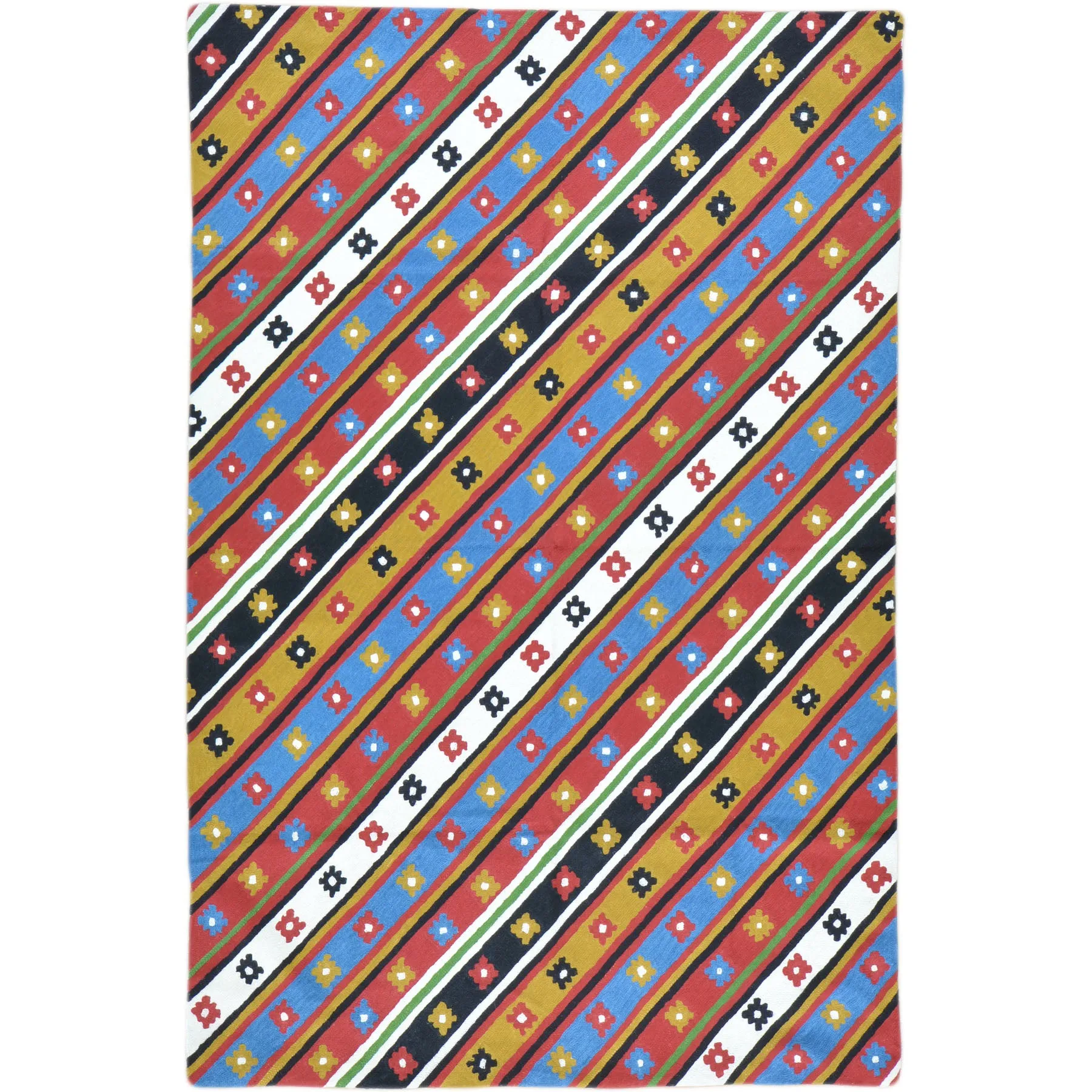 Hand-Woven Kashmiri Chain-Stitched Handmade Wool Rug (Size 3.11 X 5.11) Cwral-9297