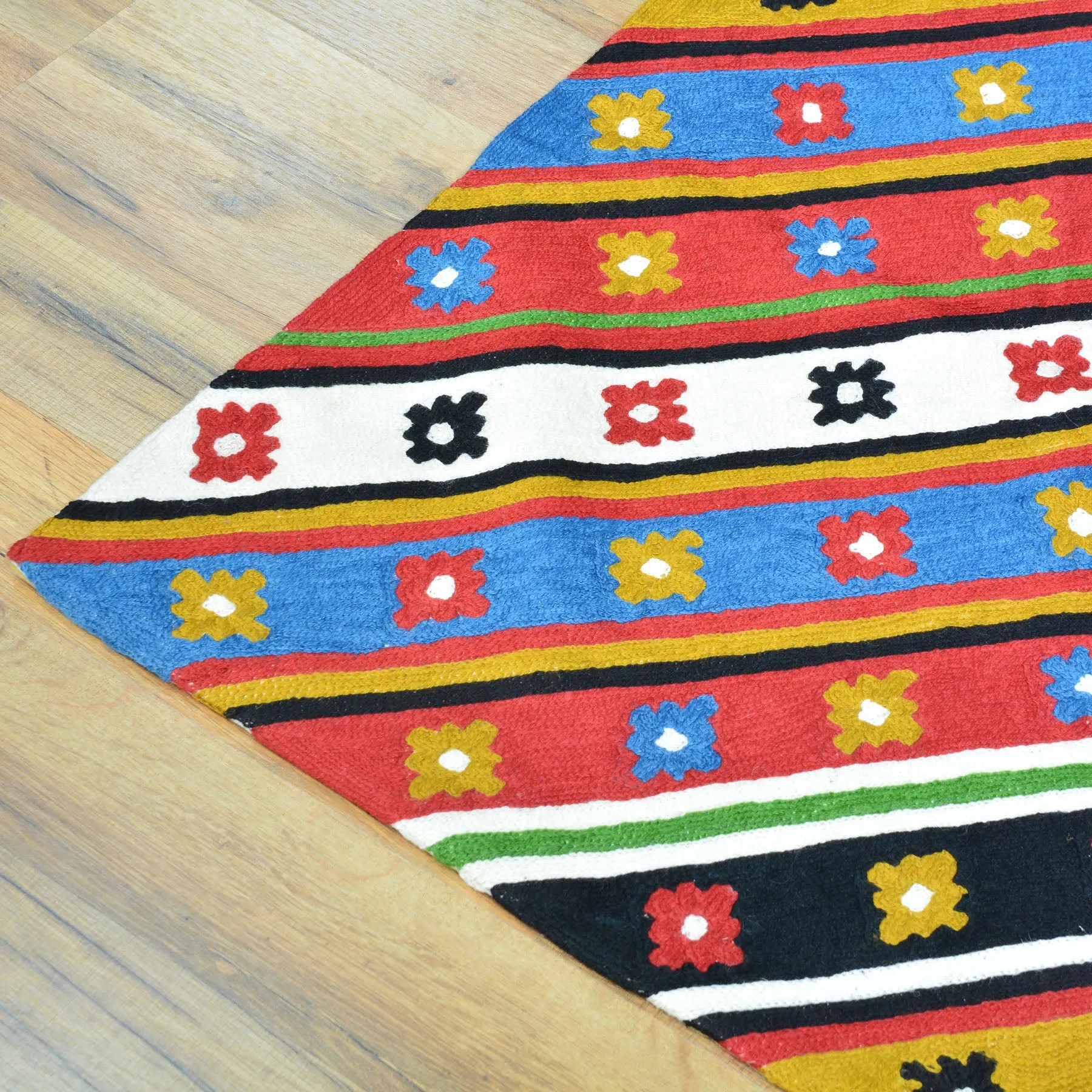Hand-Woven Kashmiri Chain-Stitched Handmade Wool Rug (Size 3.11 X 5.11) Cwral-9297