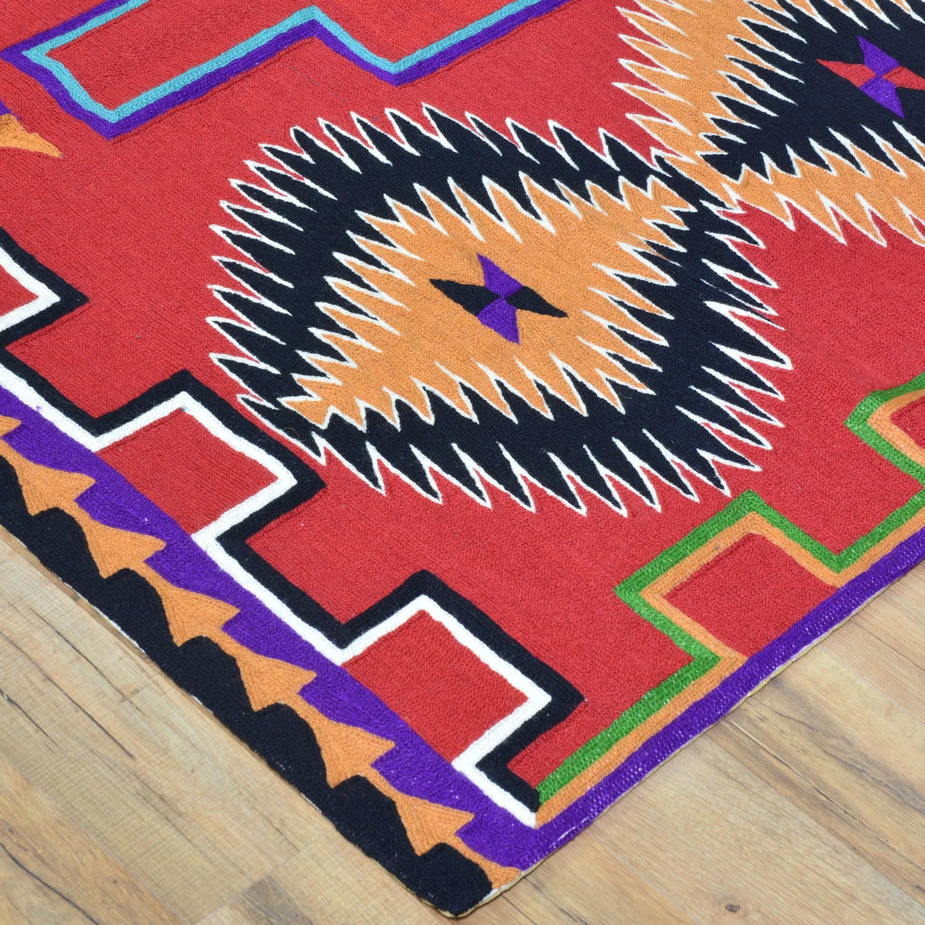 Hand-Woven Kashmiri Chain-Stitched Handmade Wool Rug (Size 4.0 X 5.11) Cwral-9282