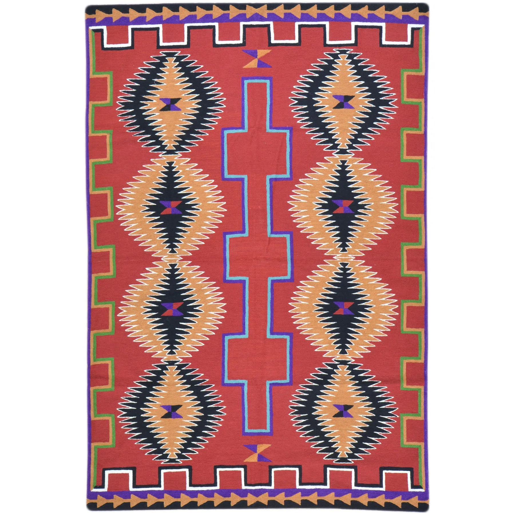 Hand-Woven Kashmiri Chain-Stitched Handmade Wool Rug (Size 4.0 X 5.11) Cwral-9282