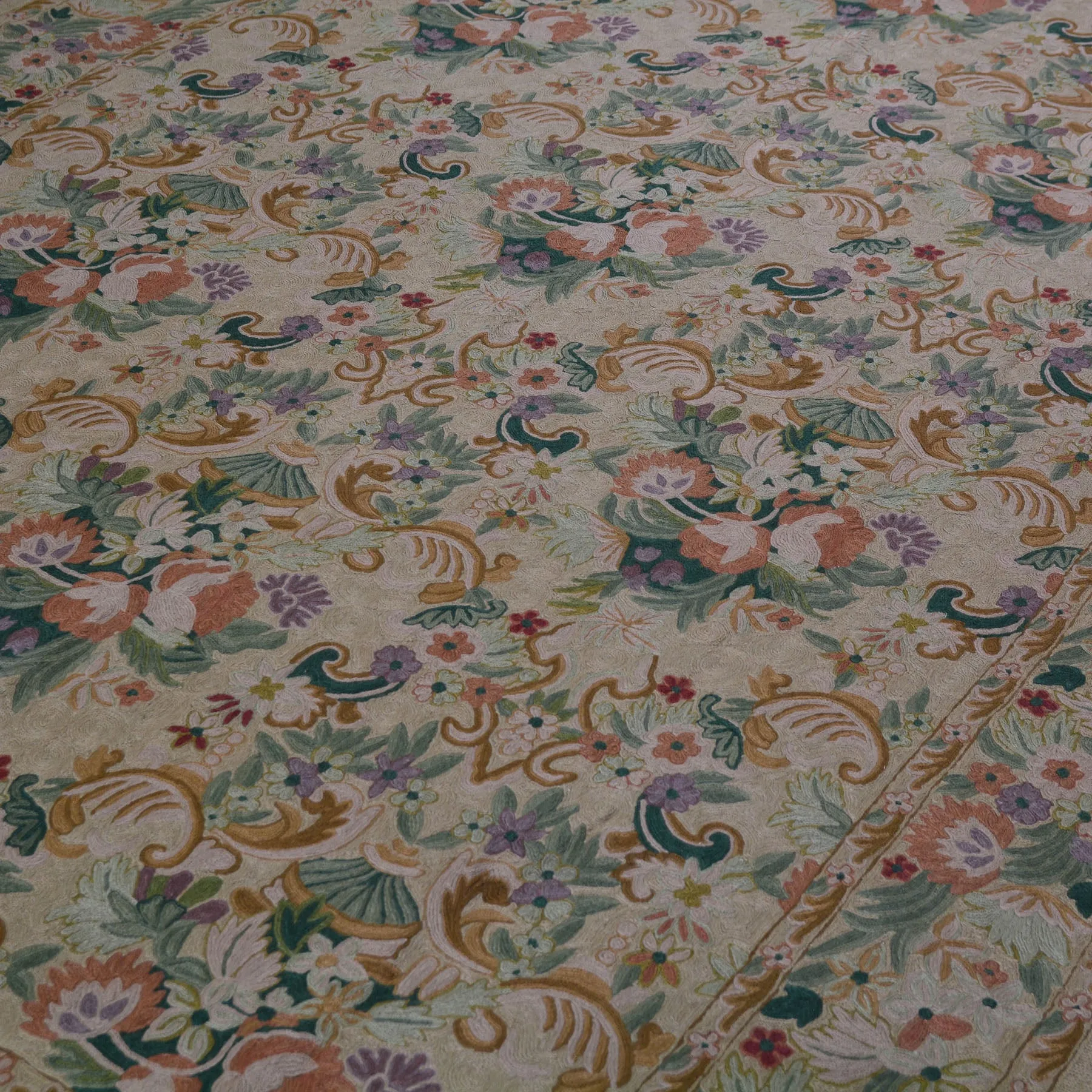 Hand-Woven Oriental Kashmiri Chain-Stitched Handmade Wool Rug (Size 5.11 X 9.1) Cwrsf-969