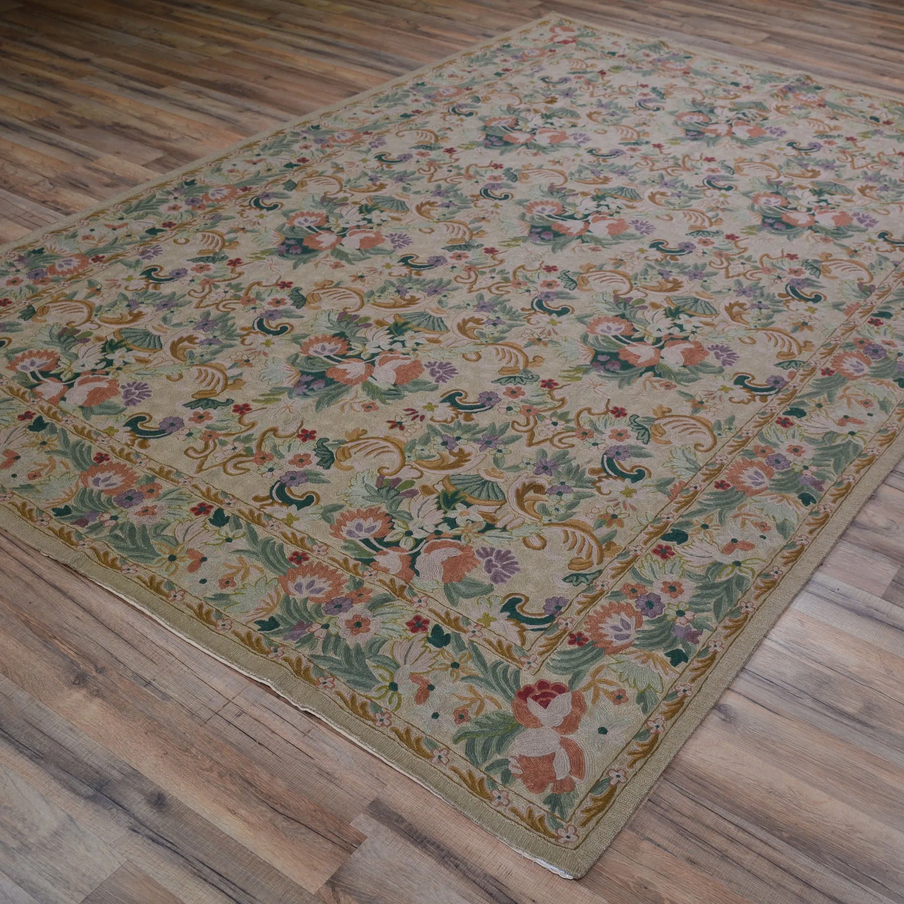 Hand-Woven Oriental Kashmiri Chain-Stitched Handmade Wool Rug (Size 5.11 X 9.1) Cwrsf-969
