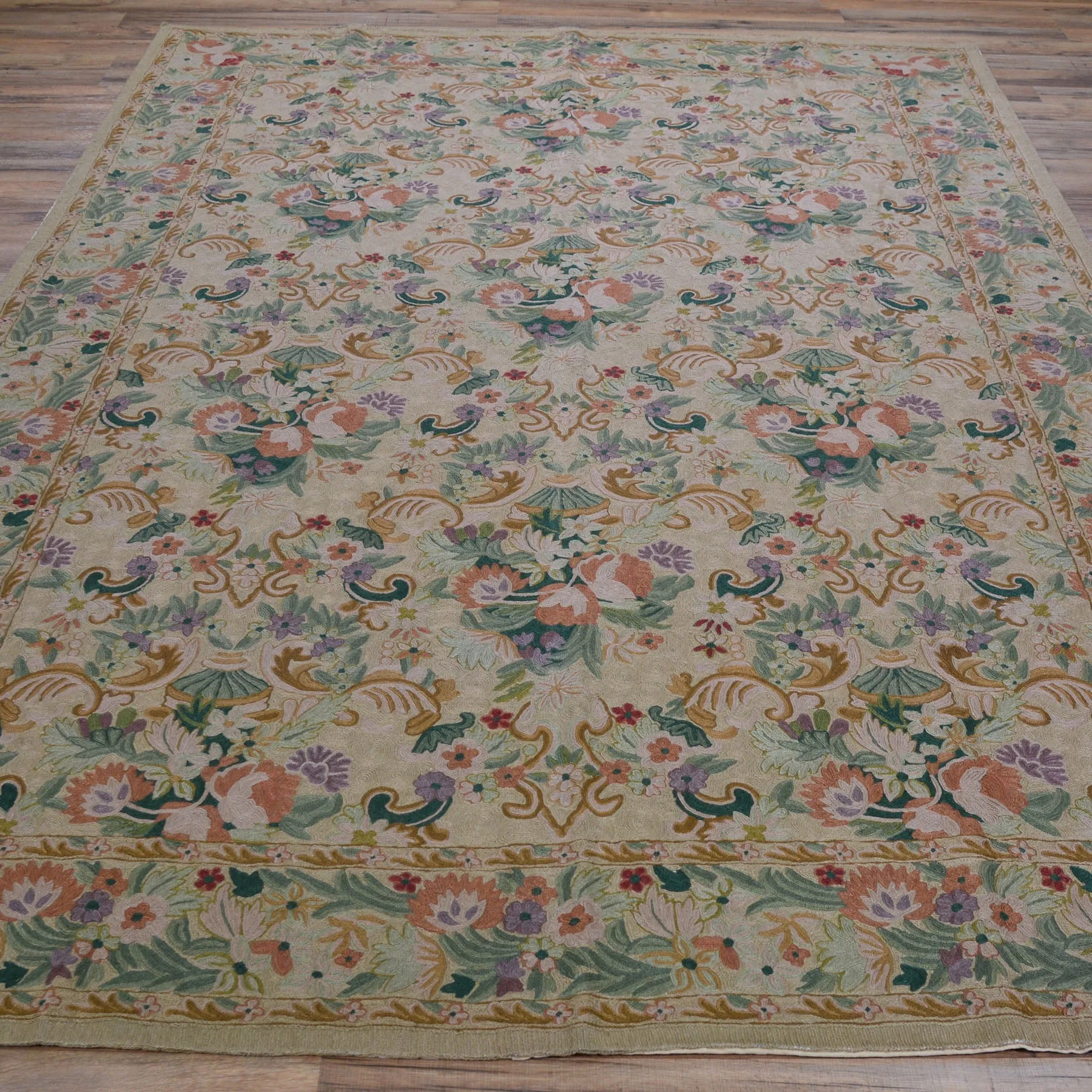 Hand-Woven Oriental Kashmiri Chain-Stitched Handmade Wool Rug (Size 5.11 X 9.1) Cwrsf-969