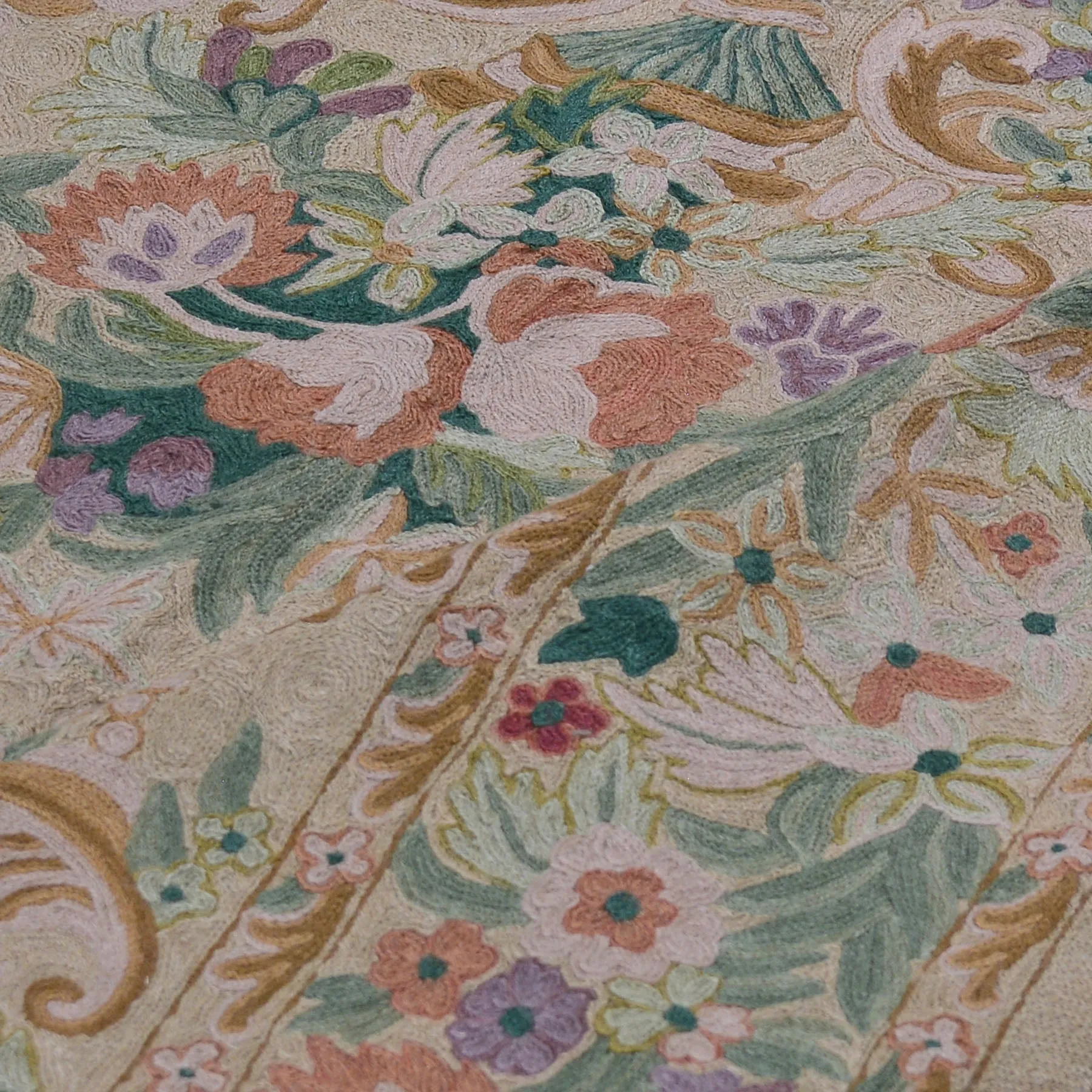 Hand-Woven Oriental Kashmiri Chain-Stitched Handmade Wool Rug (Size 5.11 X 9.1) Cwrsf-969