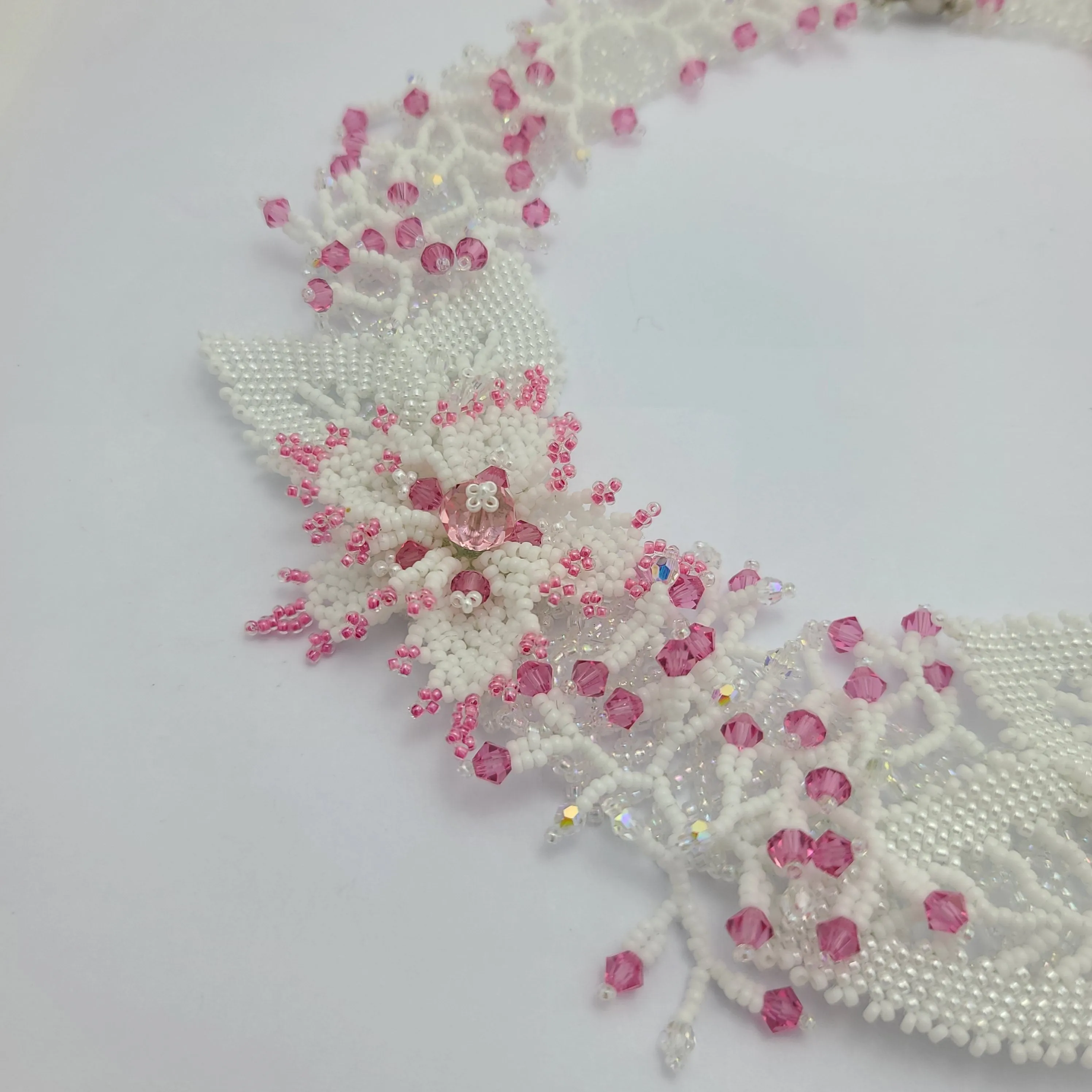 Handmade Beaded Floral Necklace for Weddings.