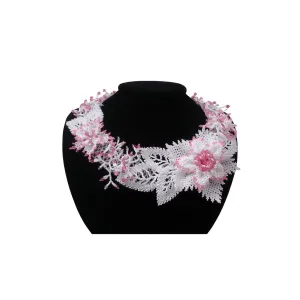Handmade Beaded Floral Necklace for Weddings.