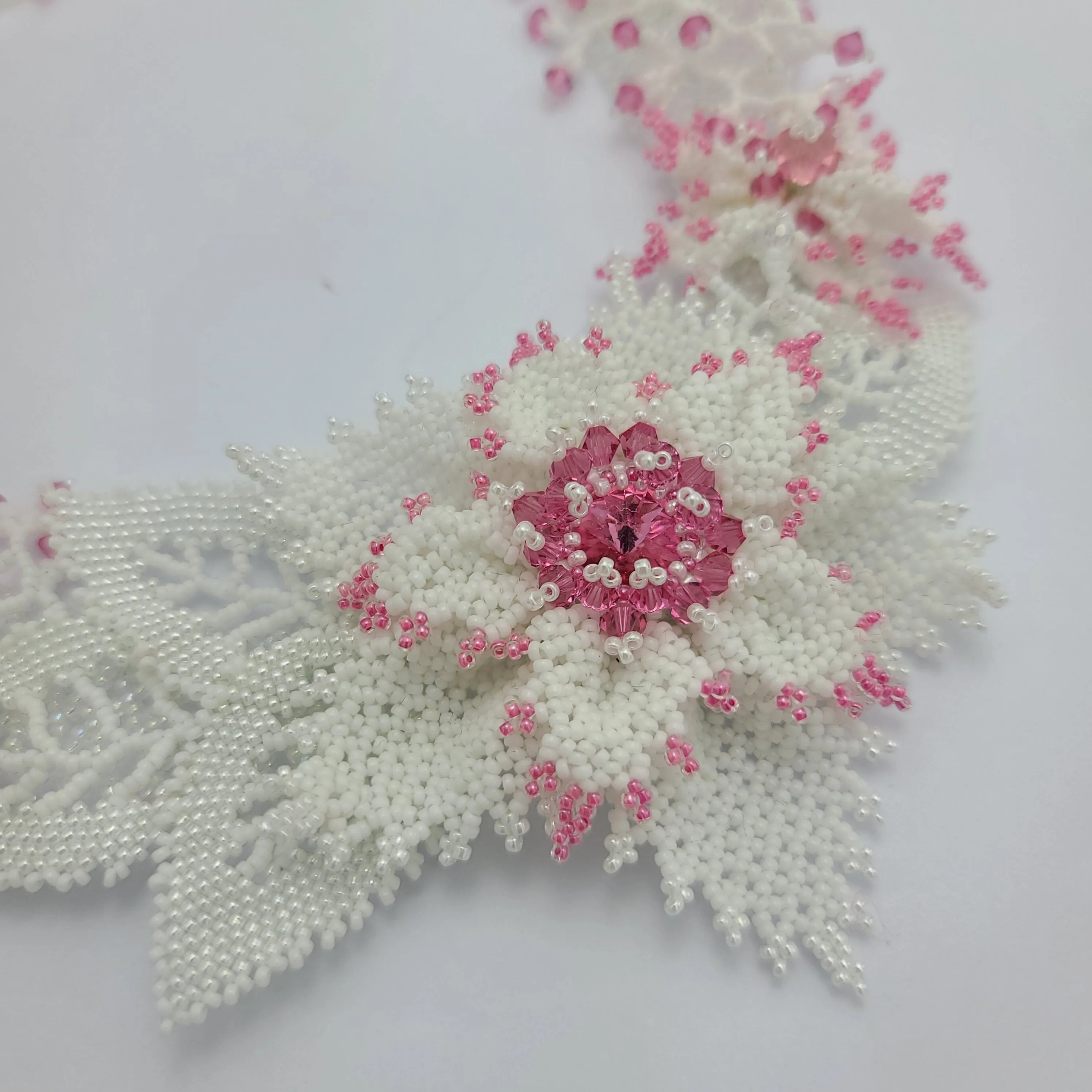 Handmade Beaded Floral Necklace for Weddings.
