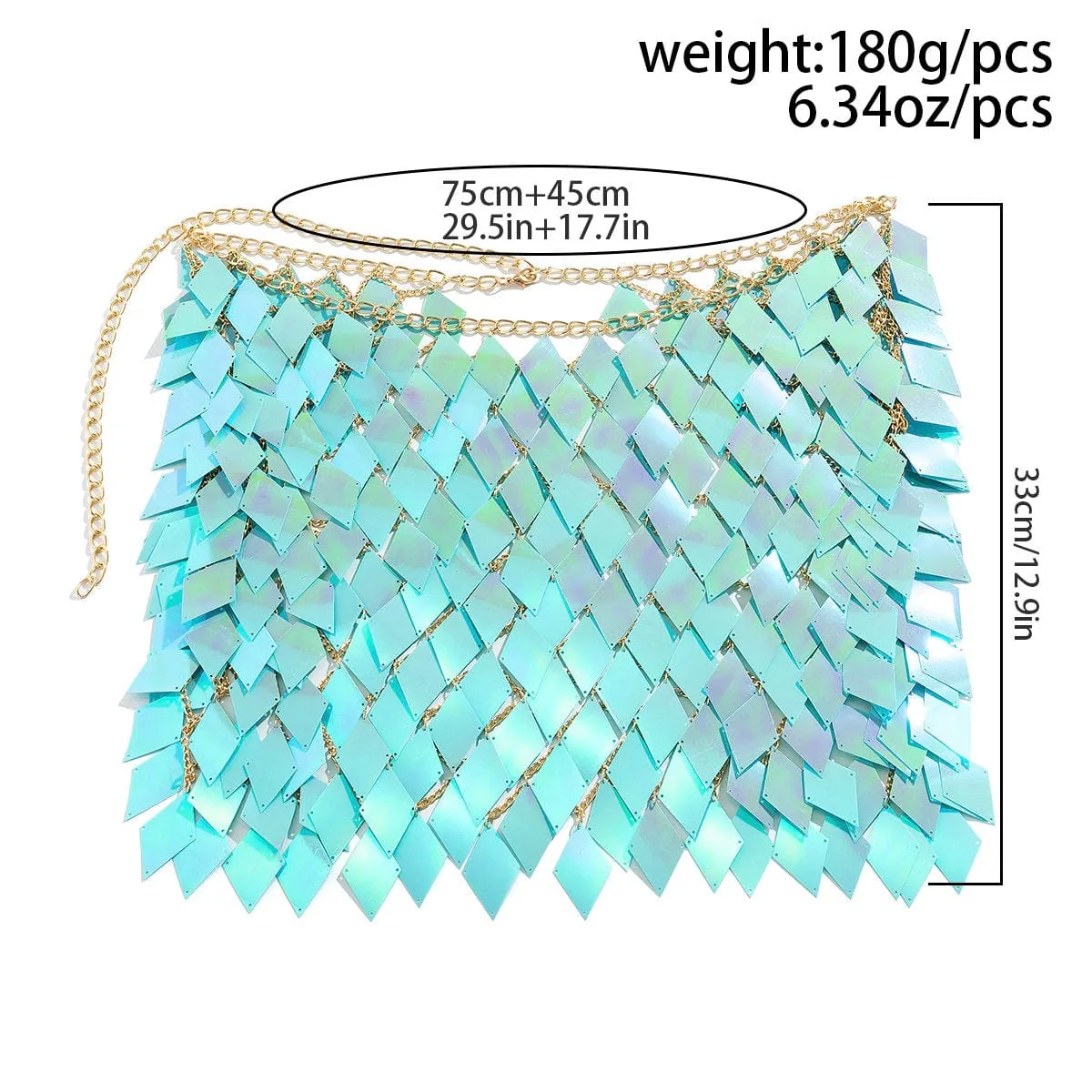 Handmade Colorful Rhombic Sequins Patchwork Strappy Nightclub Party Skirt