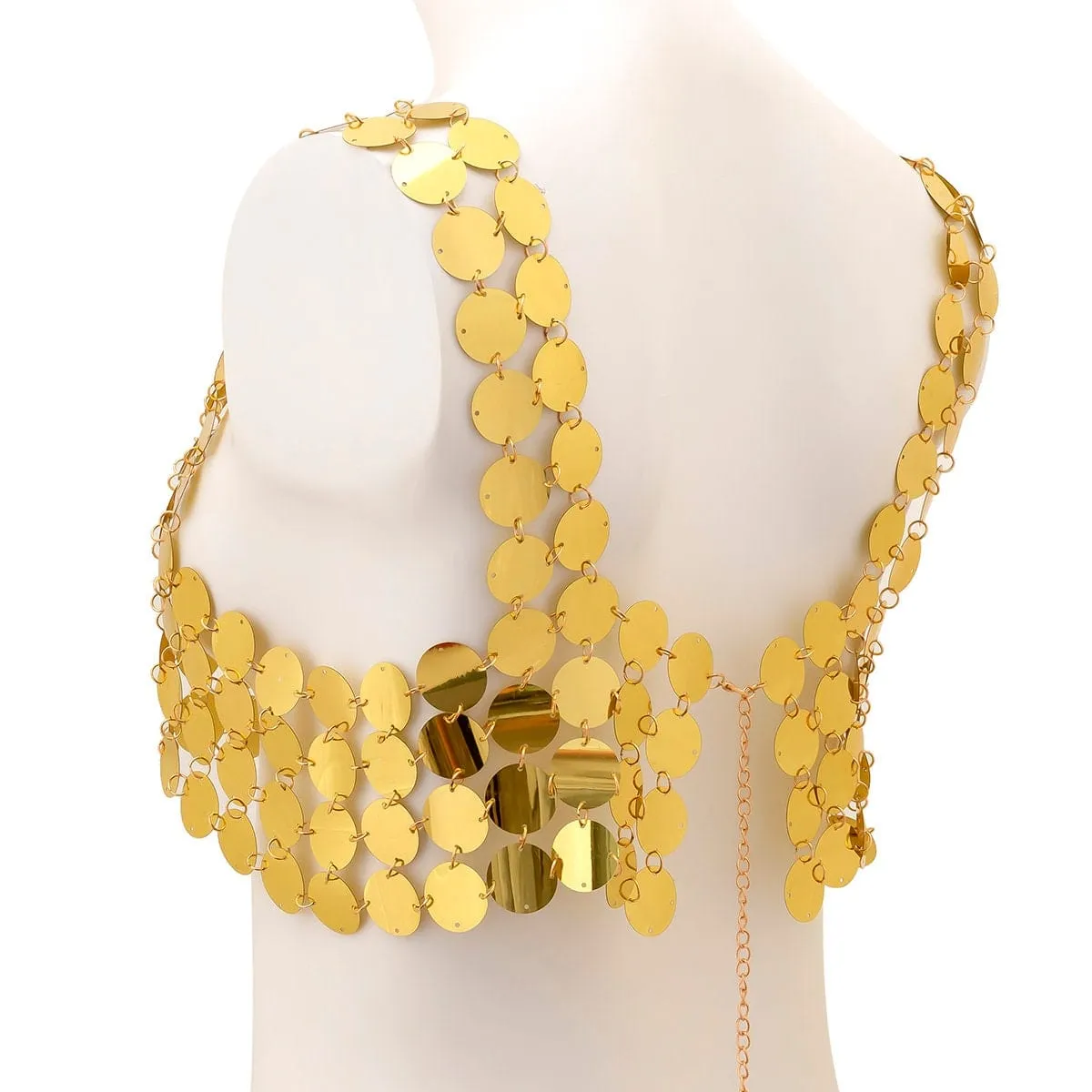 Handmade Gold Silver Tone Glitter Sequins Party Tank Top