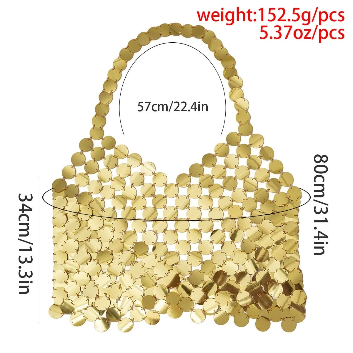 Handmade Gold Silver Tone Glitter Sequins Sleeveless Tank Top