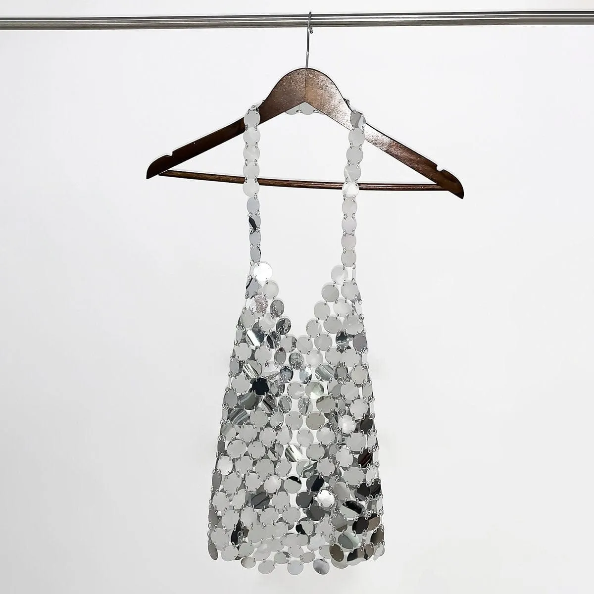 Handmade Gold Silver Tone Glitter Sequins Sleeveless Tank Top