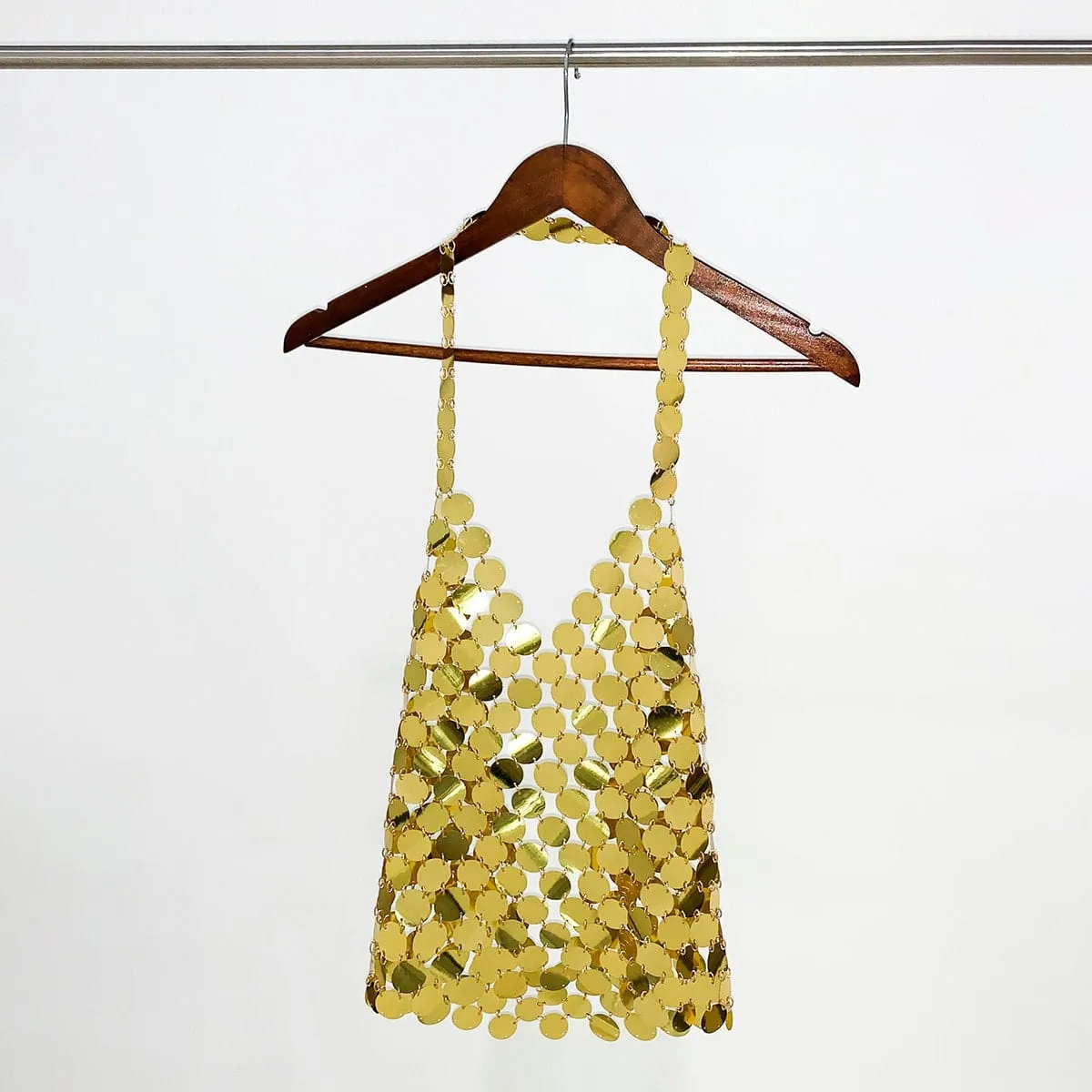 Handmade Gold Silver Tone Glitter Sequins Sleeveless Tank Top