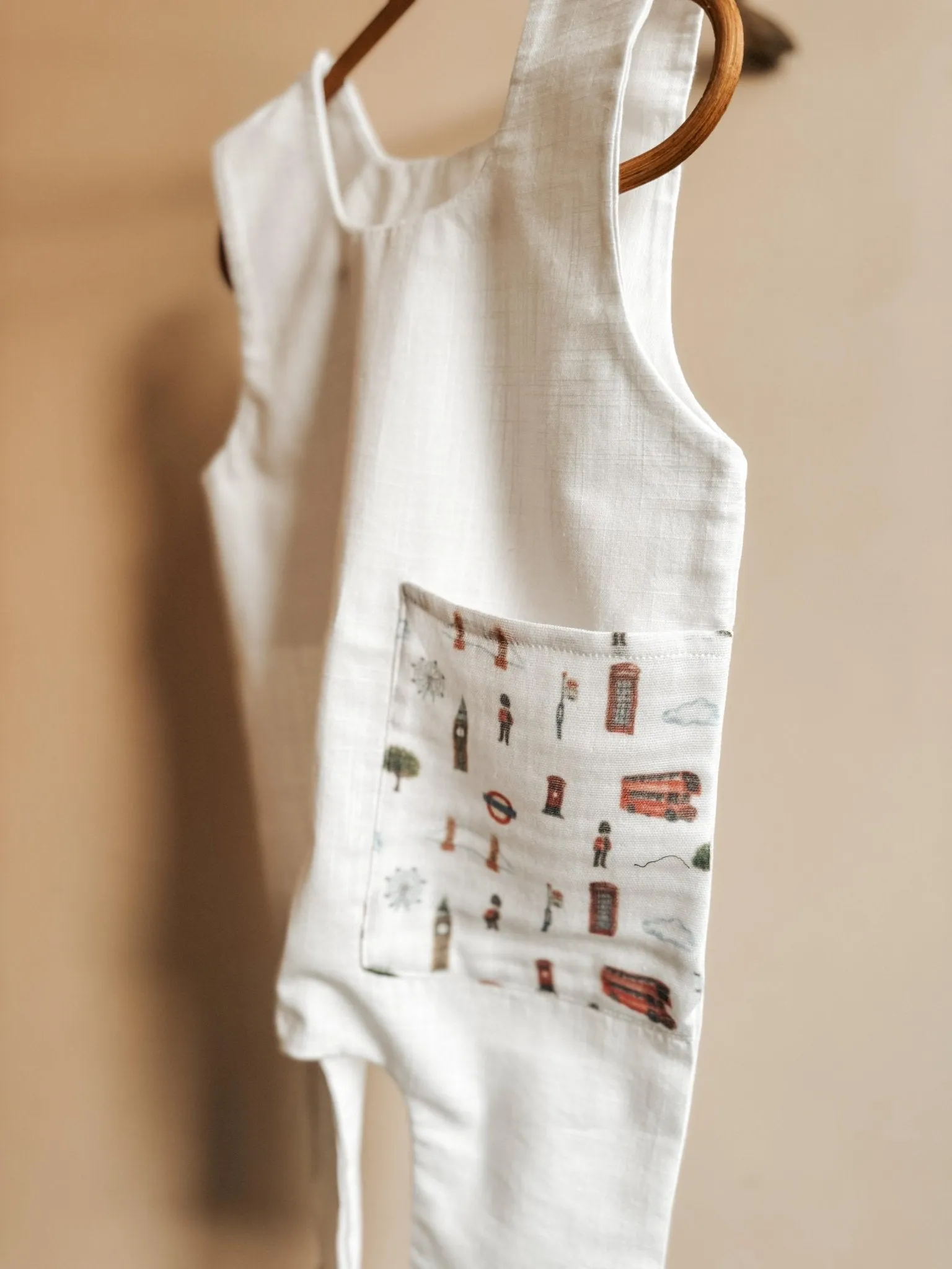 Handmade London Design Romper Pure Linen Kids 6m  4 Yrs