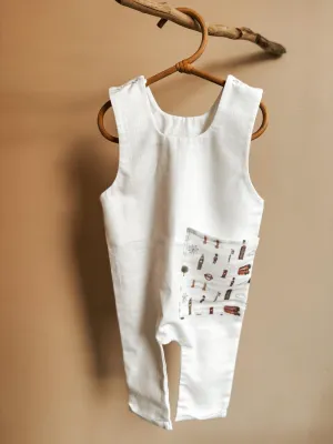 Handmade London Design Romper Pure Linen Kids 6m  4 Yrs