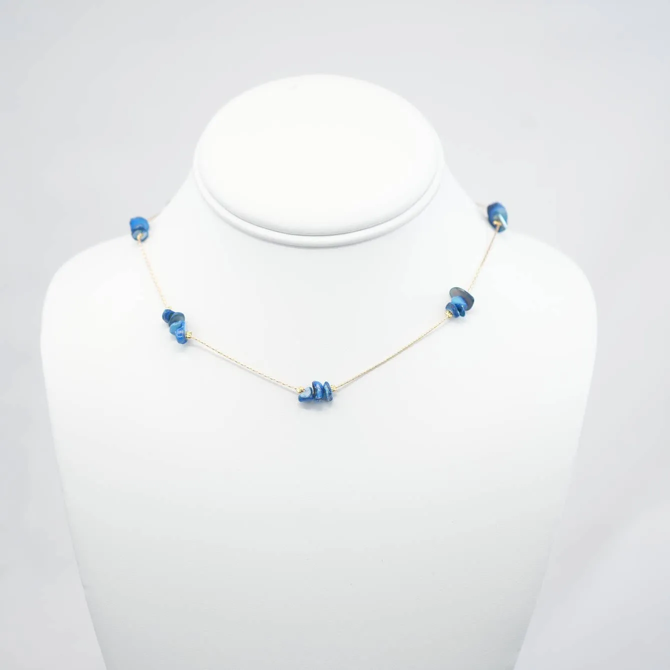 Handmade Necklace with Dark Blue Natural Beads