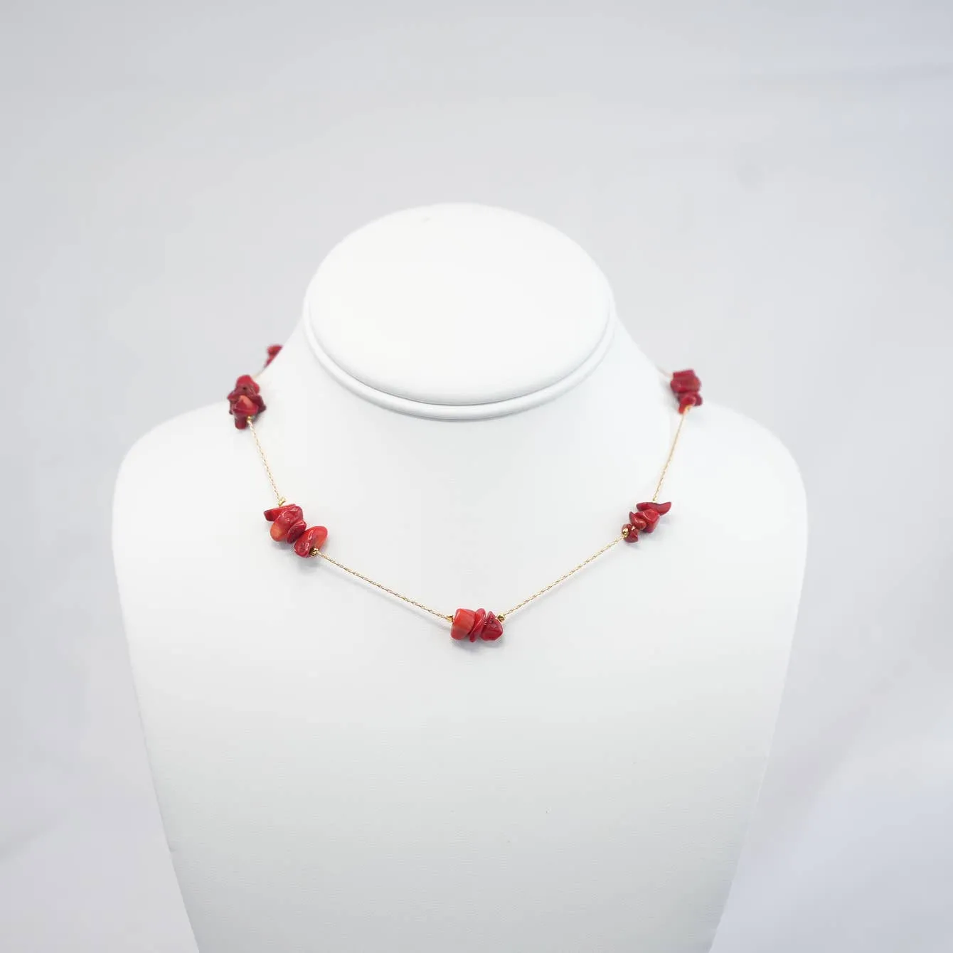 Handmade Necklace with Red Natural Beads