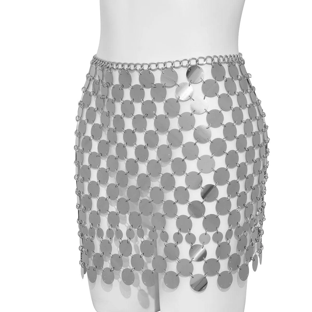 Handmade Squamous Glitter Sequins Patchwork Strappy Nightclub Party Skirt