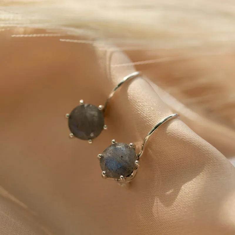 Handmade Sterling Silver Labradorite Drop Earrings for Women
