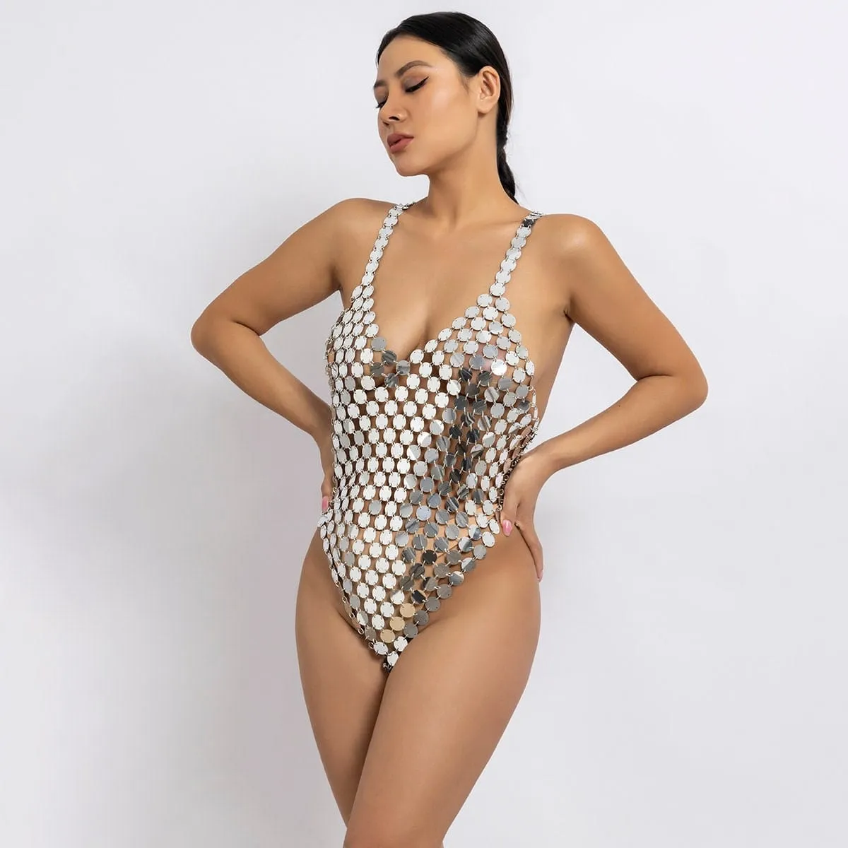 Handmade Transparent Squamous Bikini Sequin Dress