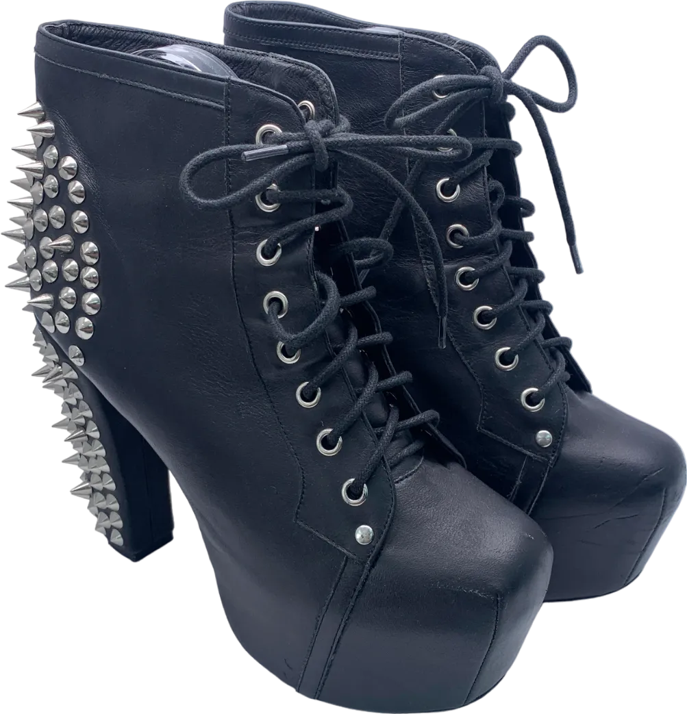 Havana Last Black Studded Platform Ankle Boots UK 7 EU 40 👠