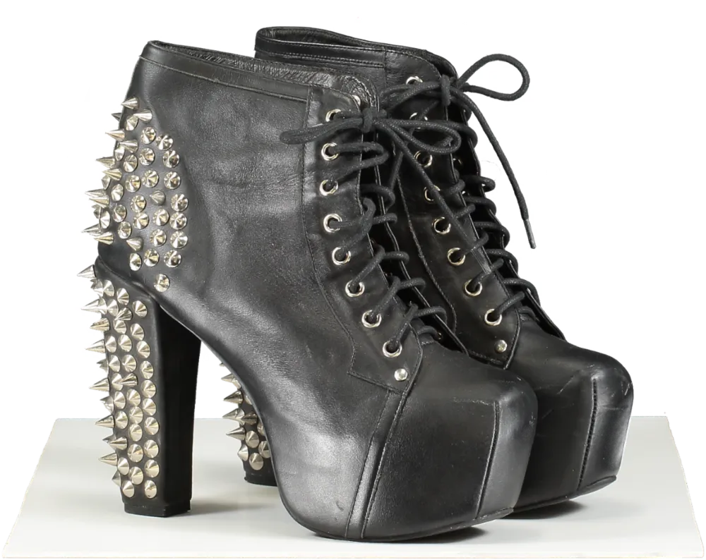 Havana Last Black Studded Platform Ankle Boots UK 7 EU 40 👠