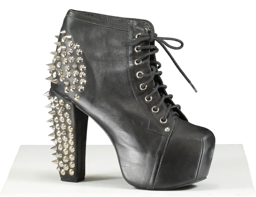 Havana Last Black Studded Platform Ankle Boots UK 7 EU 40 👠