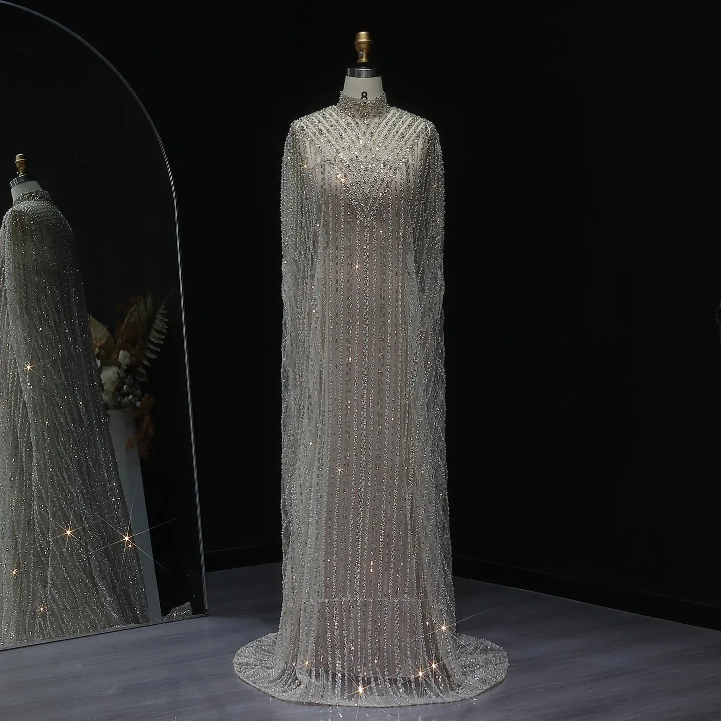 HELEN Luxury Beaded Crystal Kaftan Evening Dress