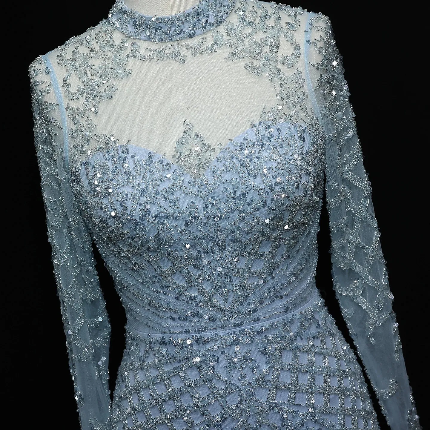HELEN Luxury Heavy Beaded Champagne Evening Dress