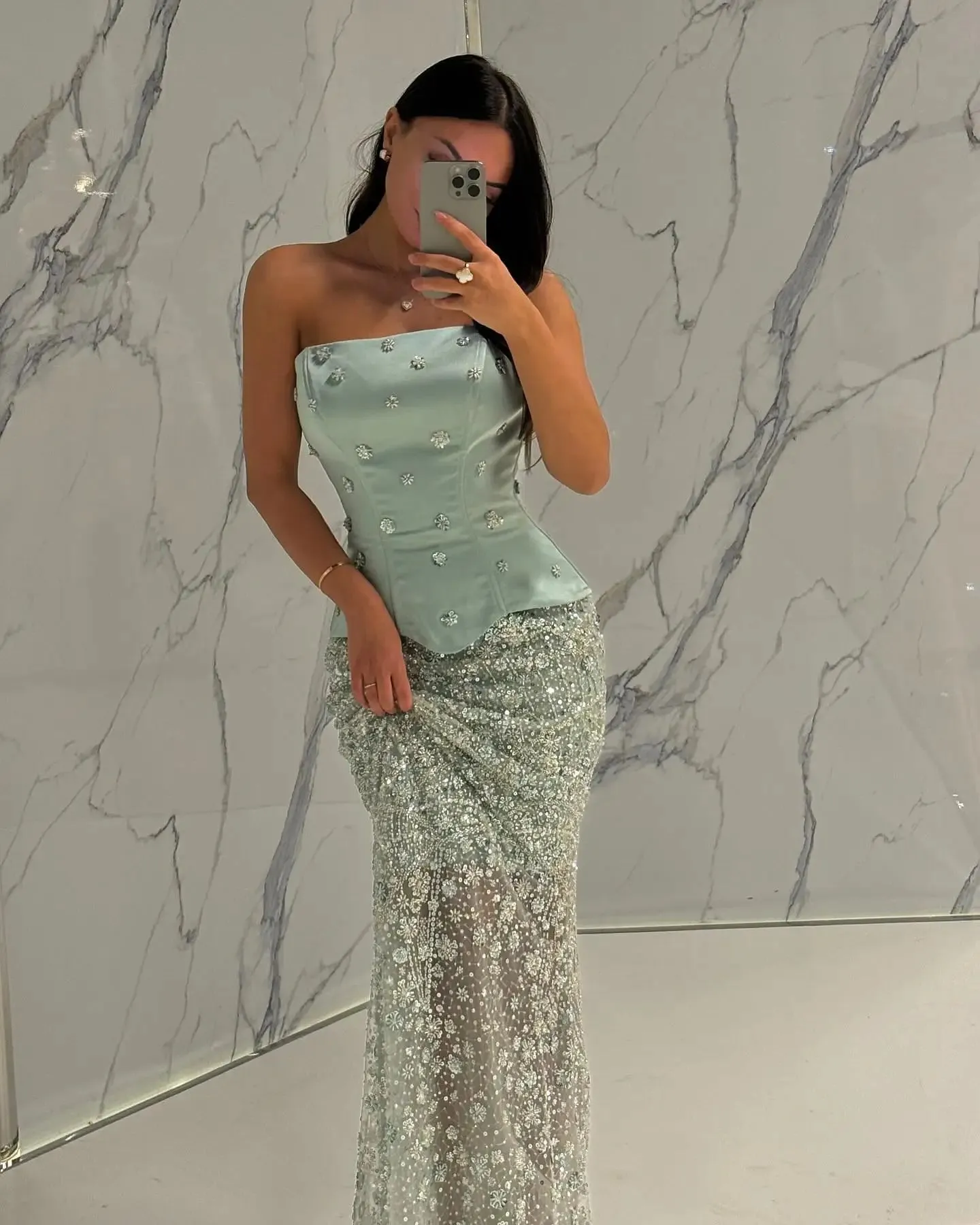 HELEN Luxury Lilac Two Pieces Evening Dress with Spaghetti Straps