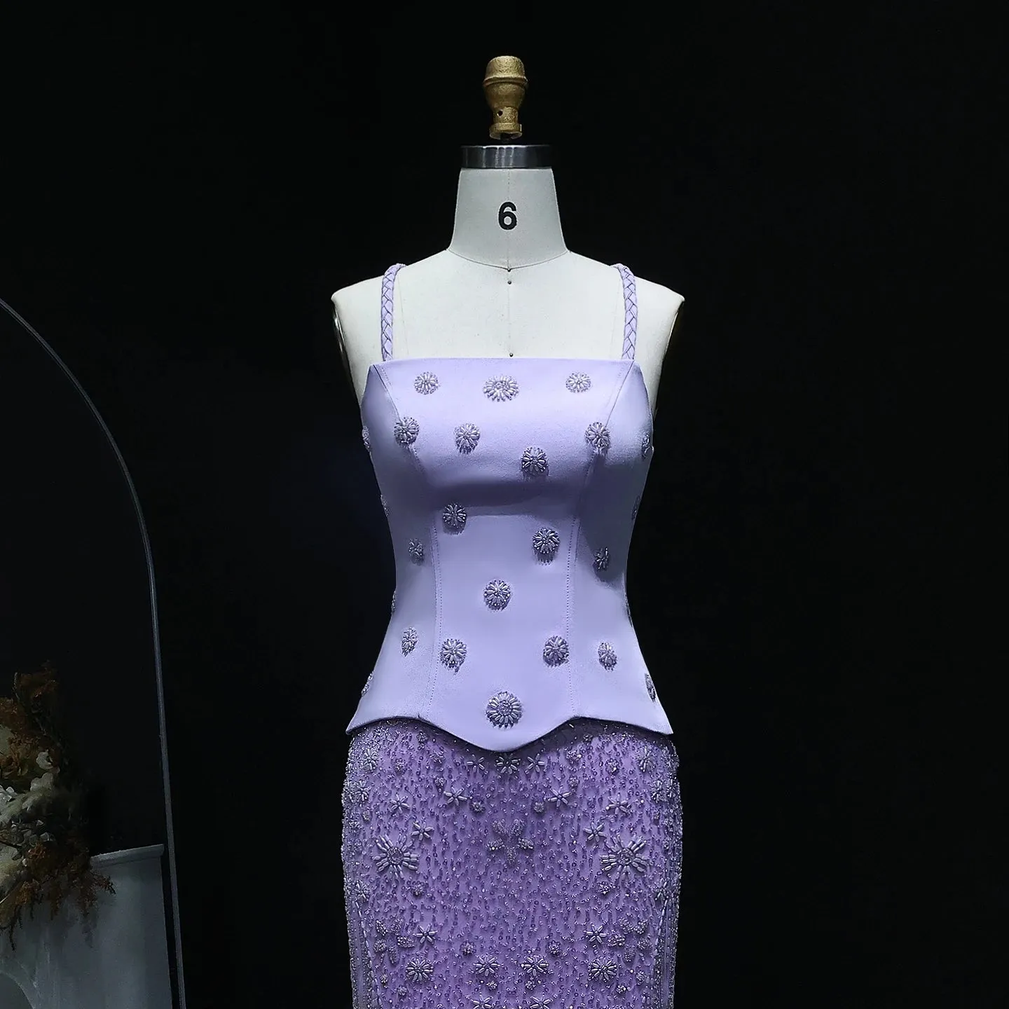 HELEN Luxury Lilac Two Pieces Evening Dress with Spaghetti Straps