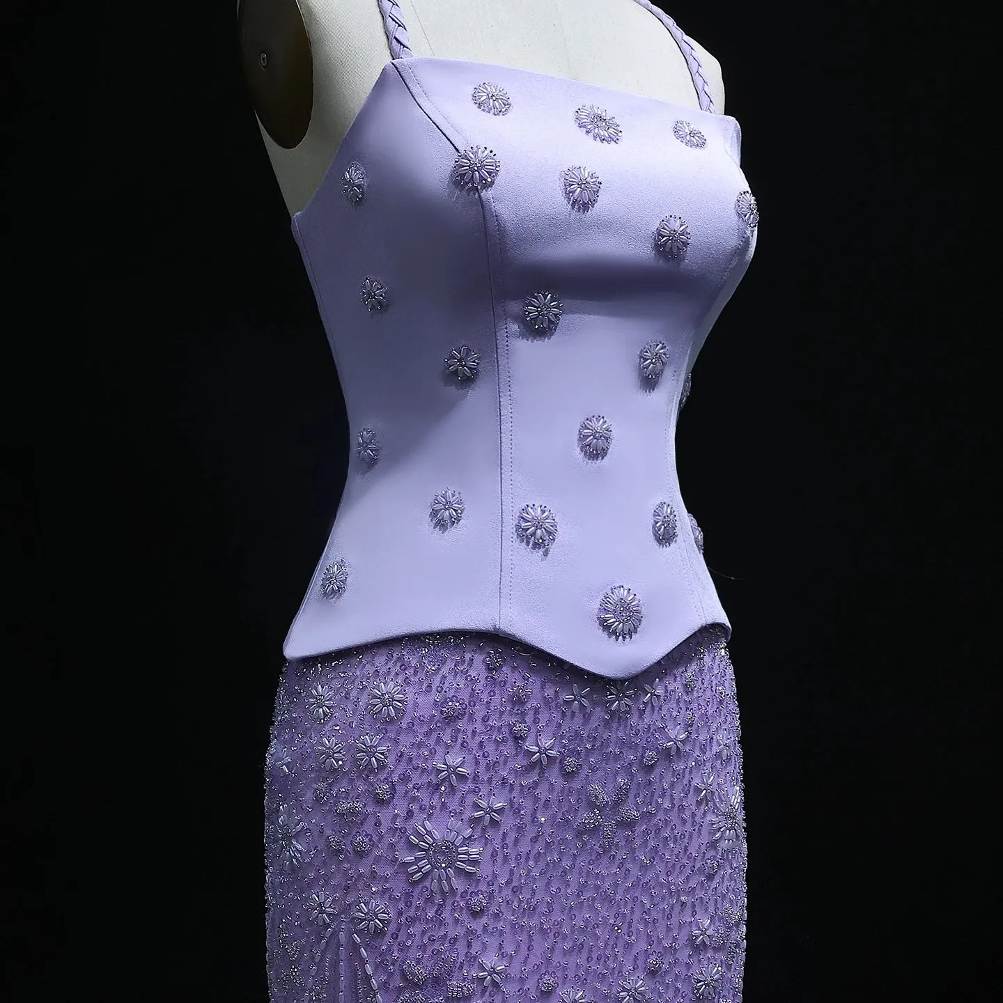 HELEN Luxury Lilac Two Pieces Evening Dress with Spaghetti Straps