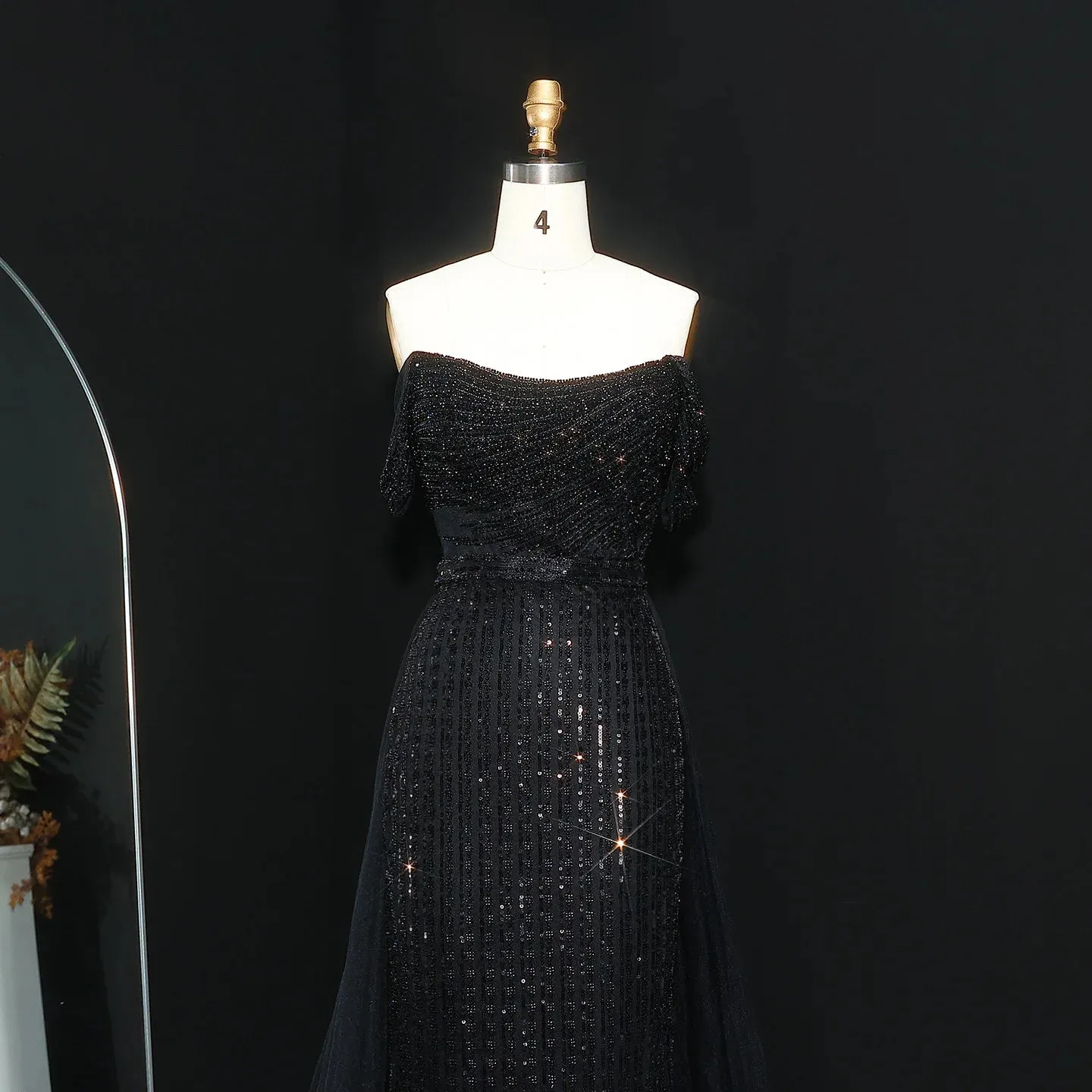 HELEN Luxury Off Shoulder Purple Evening Dress with Overskirt