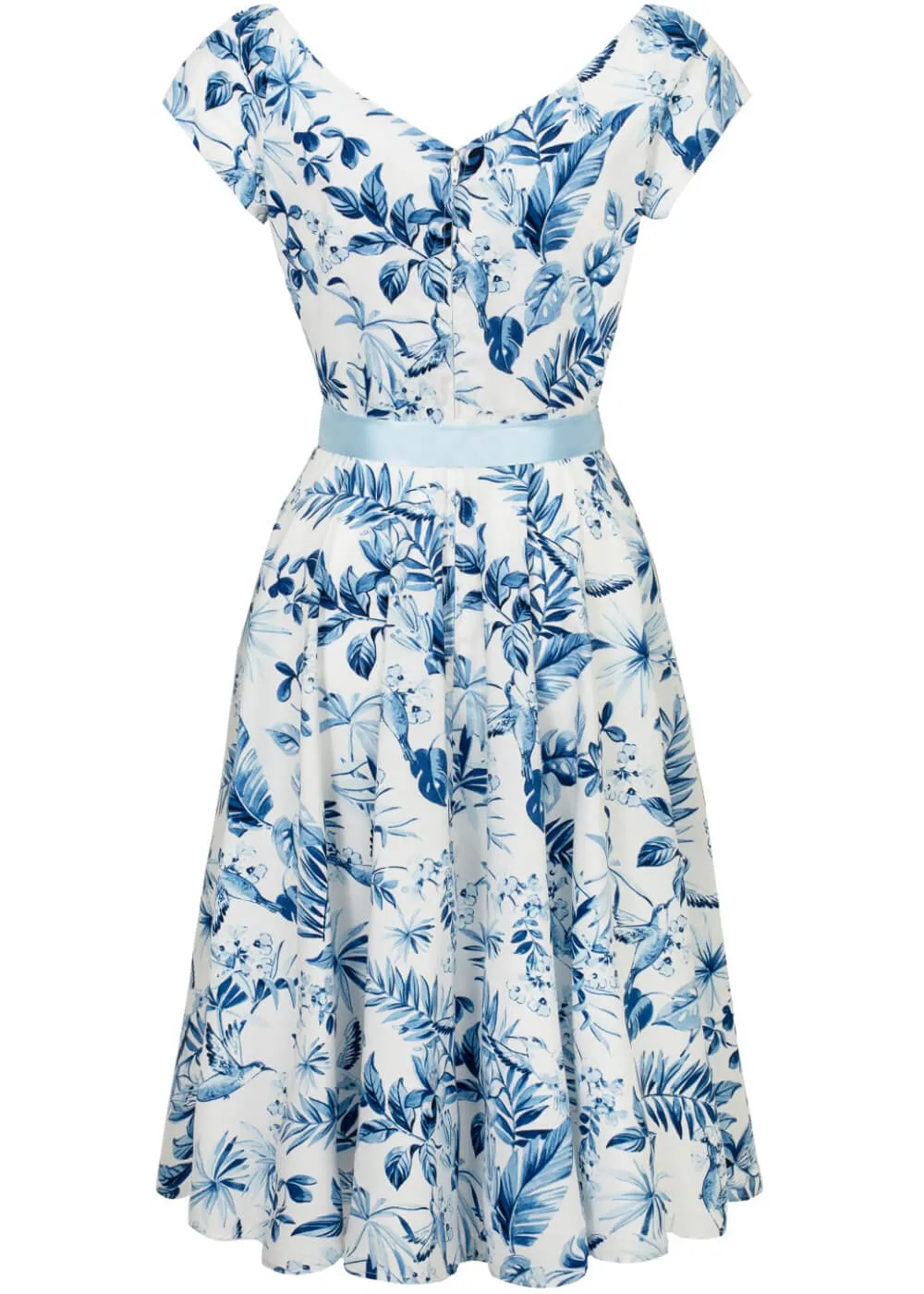 Hell Bunny Amazilia Leaves 50's Swing Dress Blue
