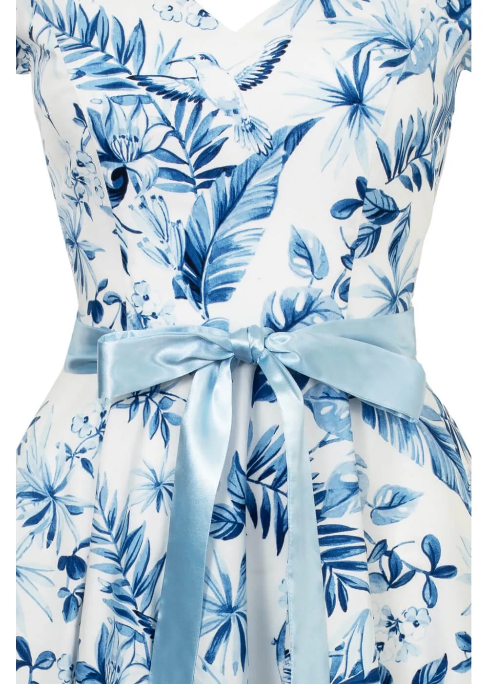 Hell Bunny Amazilia Leaves 50's Swing Dress Blue