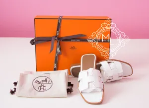 Hermes Womens White Oran Sandal Slipper 37 Shoes