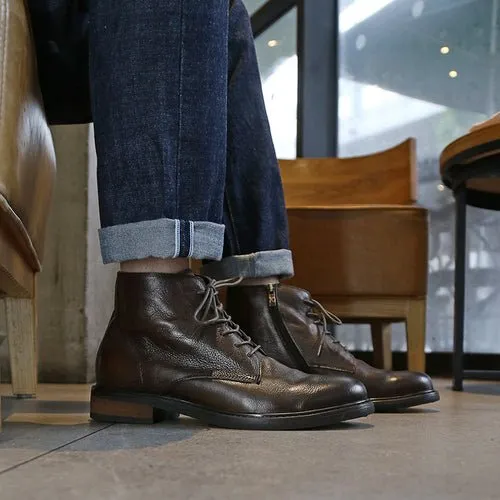 high-top leather shoes thick-soled comfortable martin boots