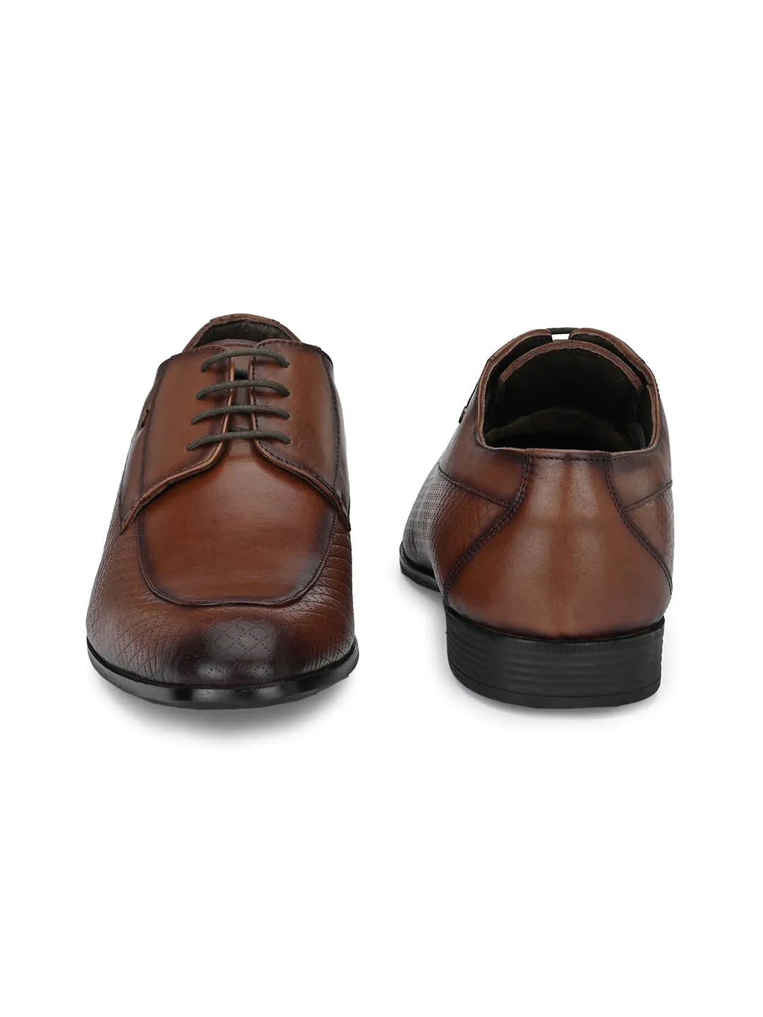 Hitz Men's Brown Leather Derby Formal Shoes