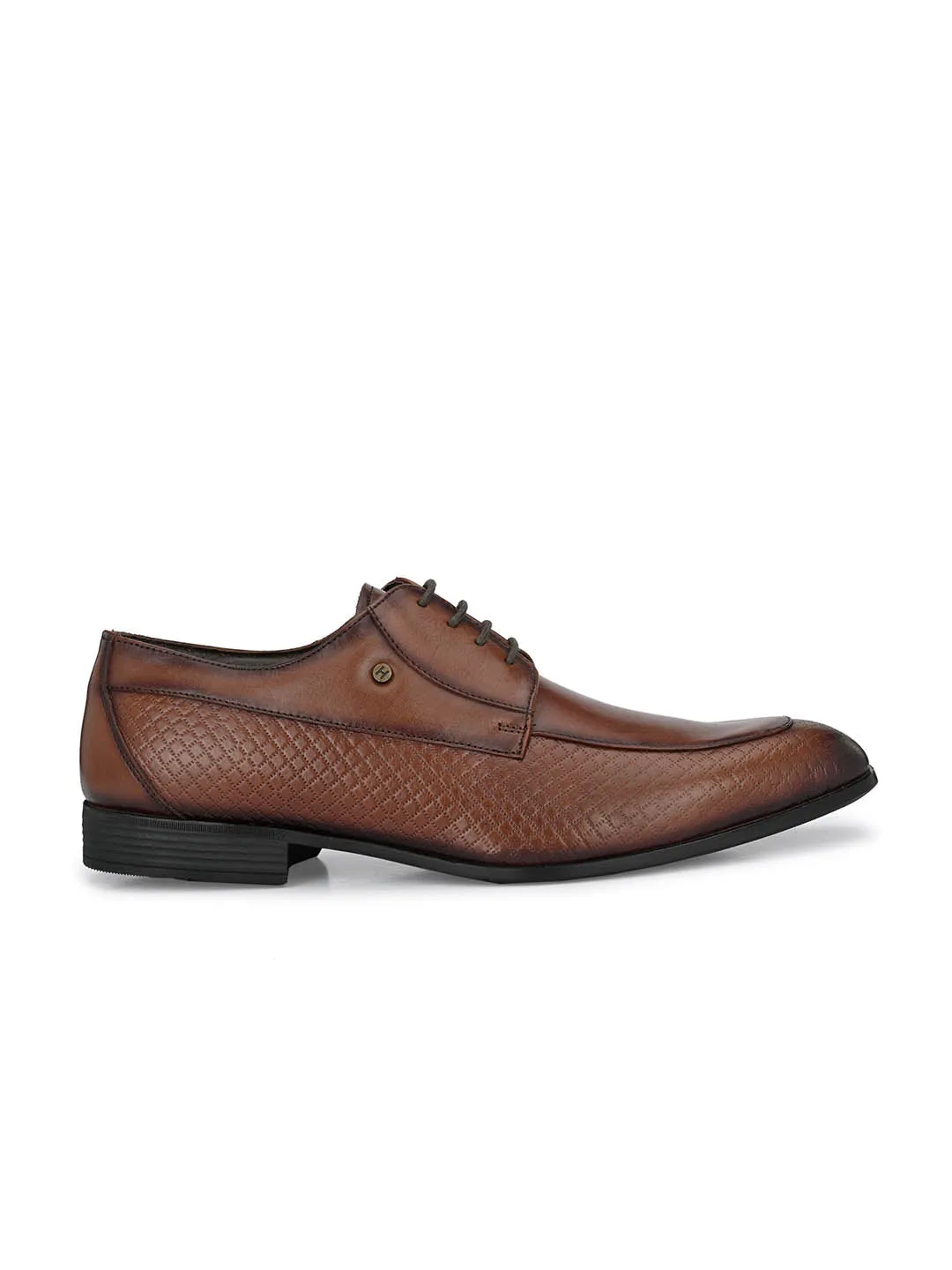 Hitz Men's Brown Leather Derby Formal Shoes