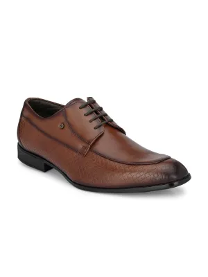 Hitz Men's Brown Leather Derby Formal Shoes