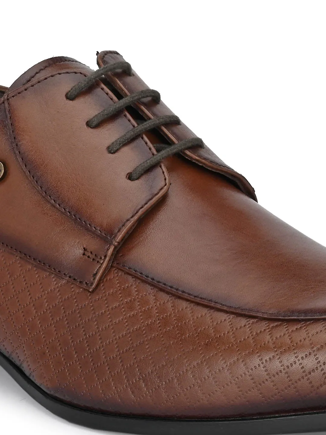 Hitz Men's Brown Leather Derby Formal Shoes