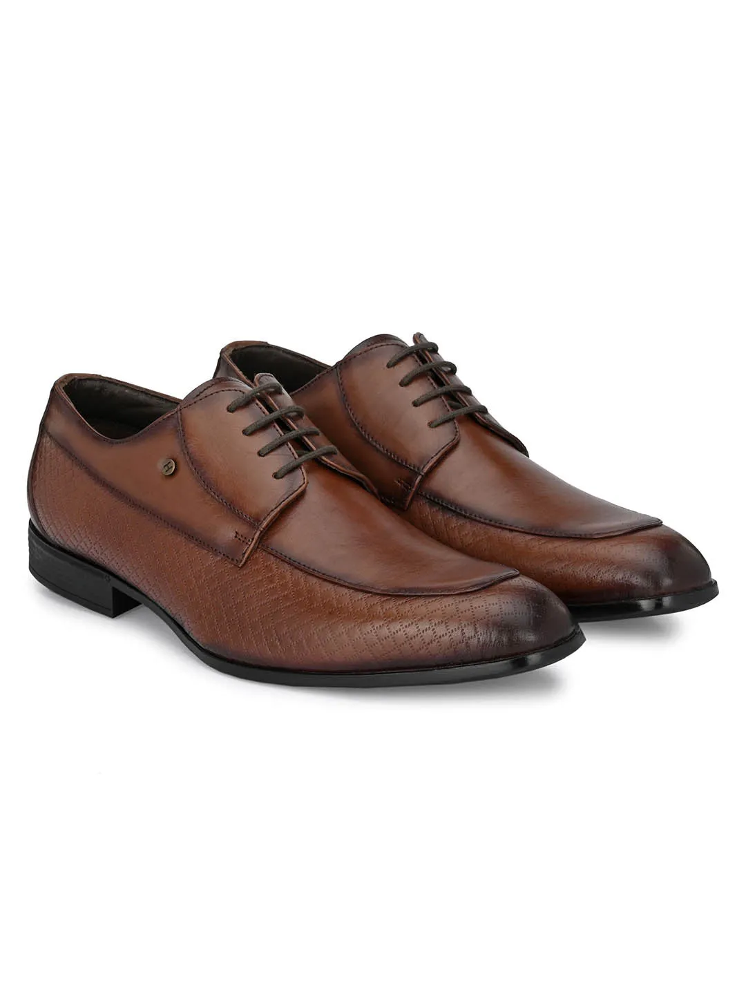 Hitz Men's Brown Leather Derby Formal Shoes