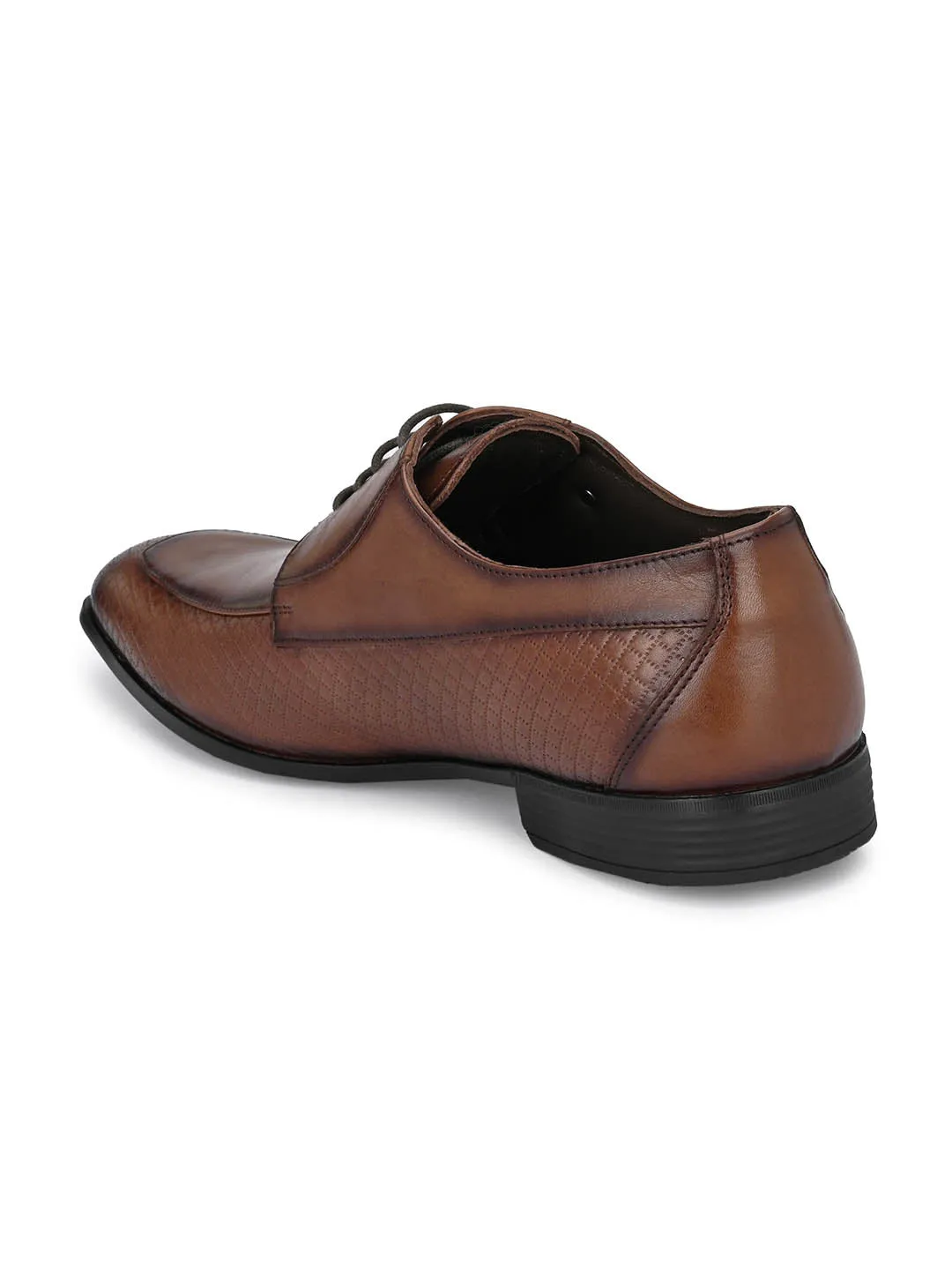 Hitz Men's Brown Leather Derby Formal Shoes