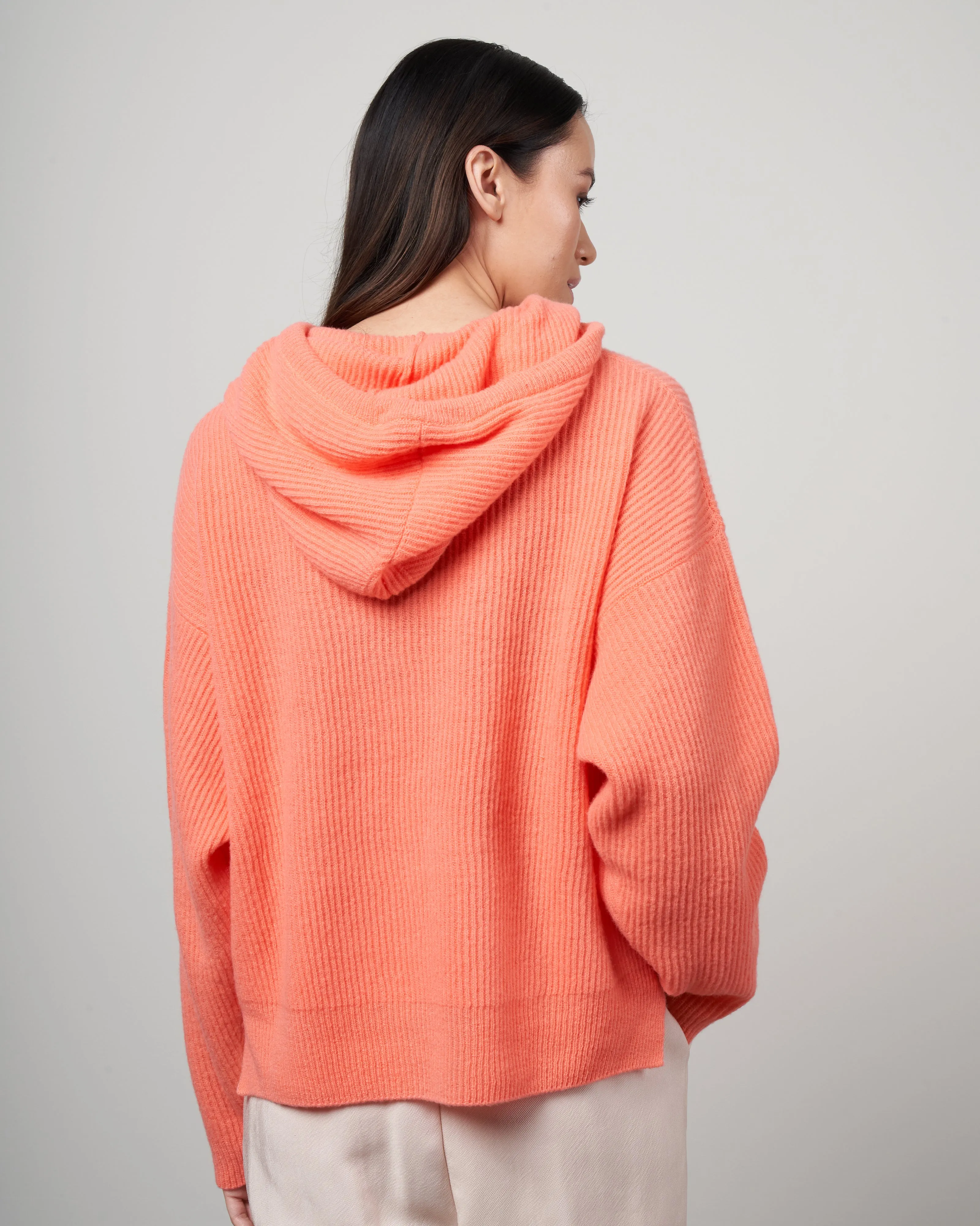 hoodie costa inglese pura lana soft - orange 1535
