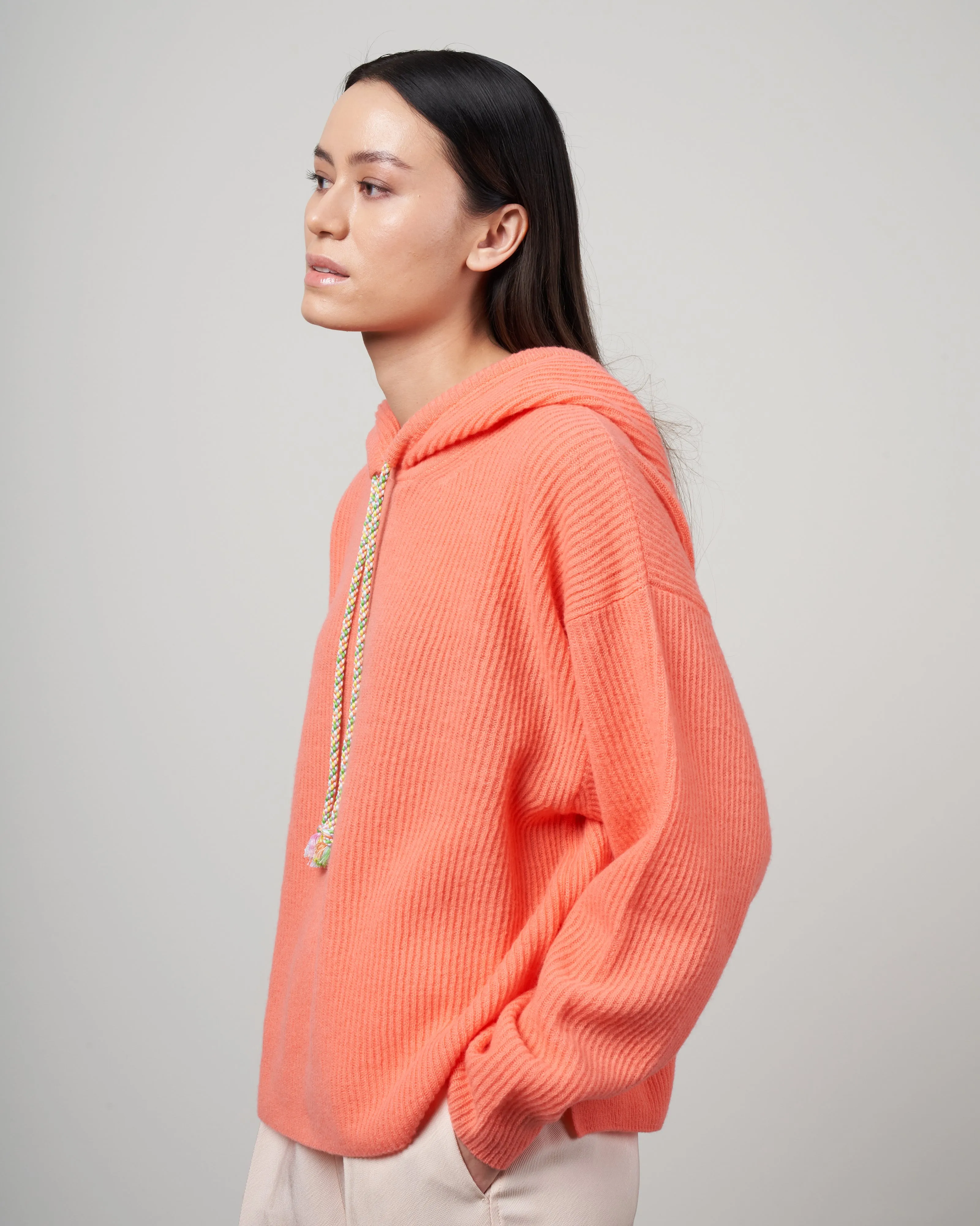 hoodie costa inglese pura lana soft - orange 1535