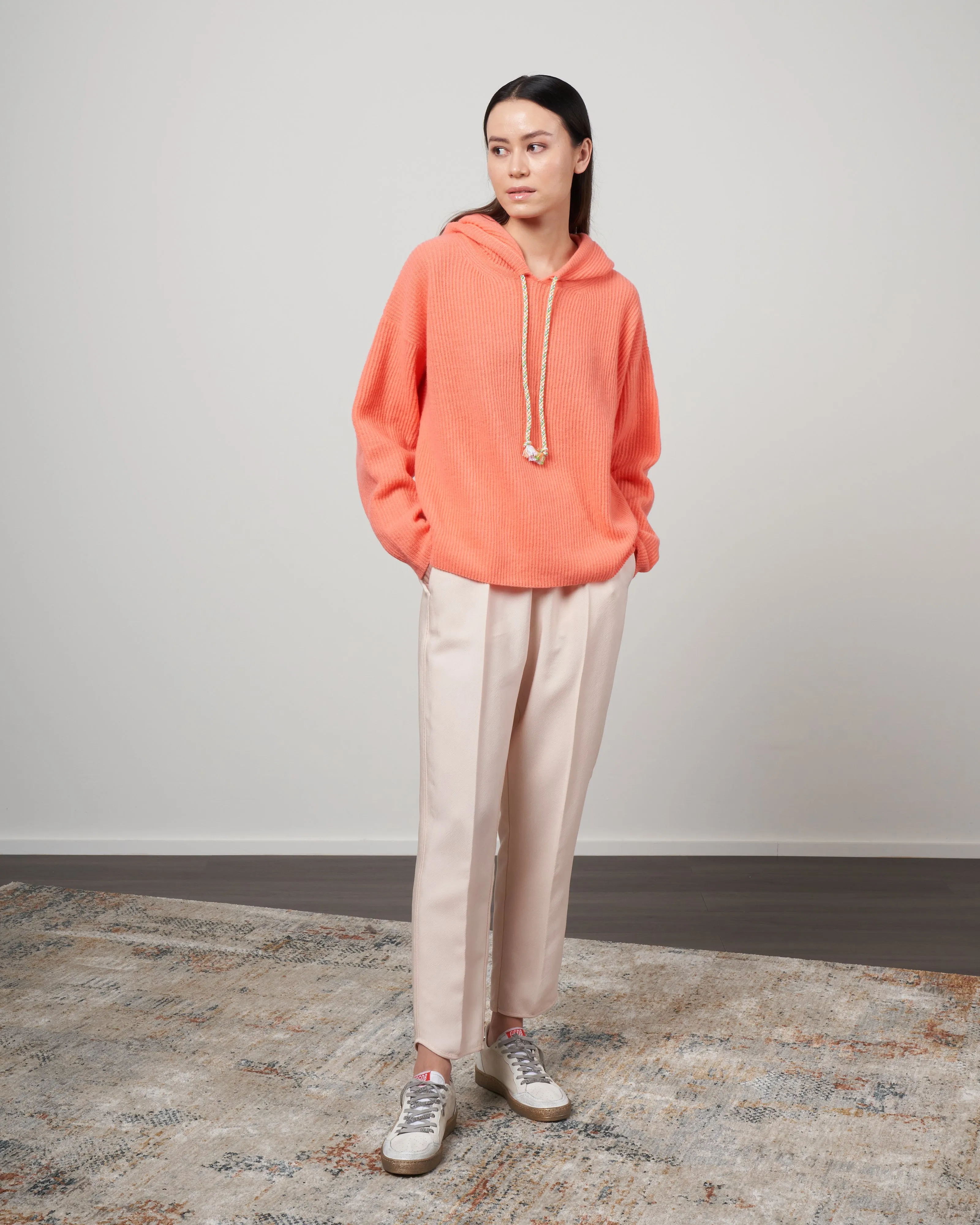 hoodie costa inglese pura lana soft - orange 1535