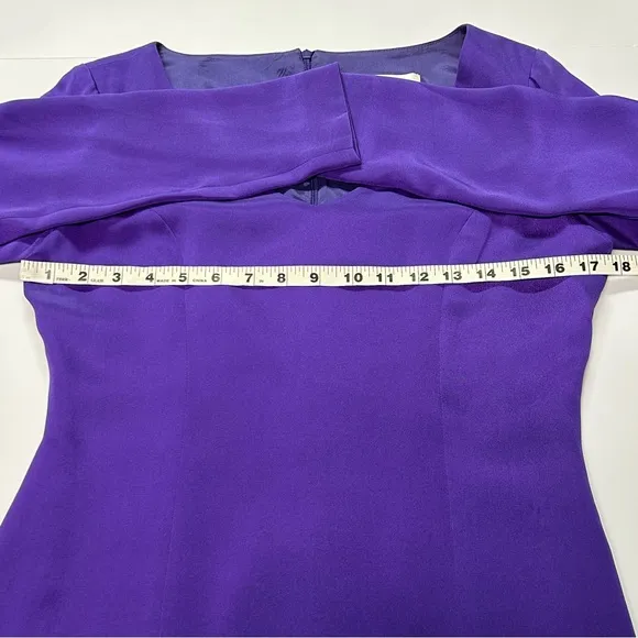 Hugo Buscati Womens Silk Dress Size 8 Long Sleeve V Neck Knee Length Purple