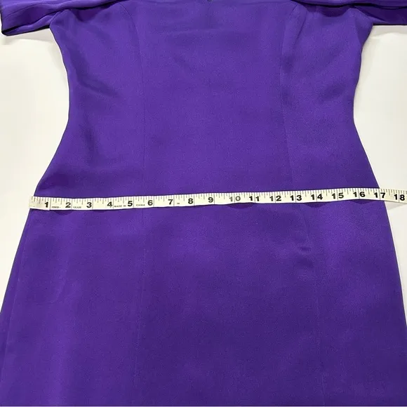 Hugo Buscati Womens Silk Dress Size 8 Long Sleeve V Neck Knee Length Purple