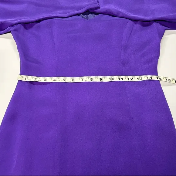 Hugo Buscati Womens Silk Dress Size 8 Long Sleeve V Neck Knee Length Purple