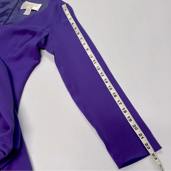 Hugo Buscati Womens Silk Dress Size 8 Long Sleeve V Neck Knee Length Purple